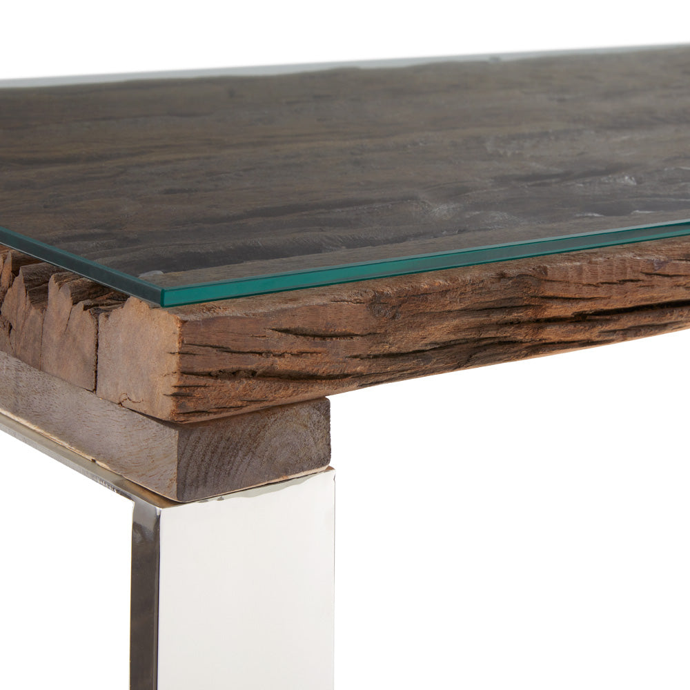 Pheobe Desk Wood Glass Top.