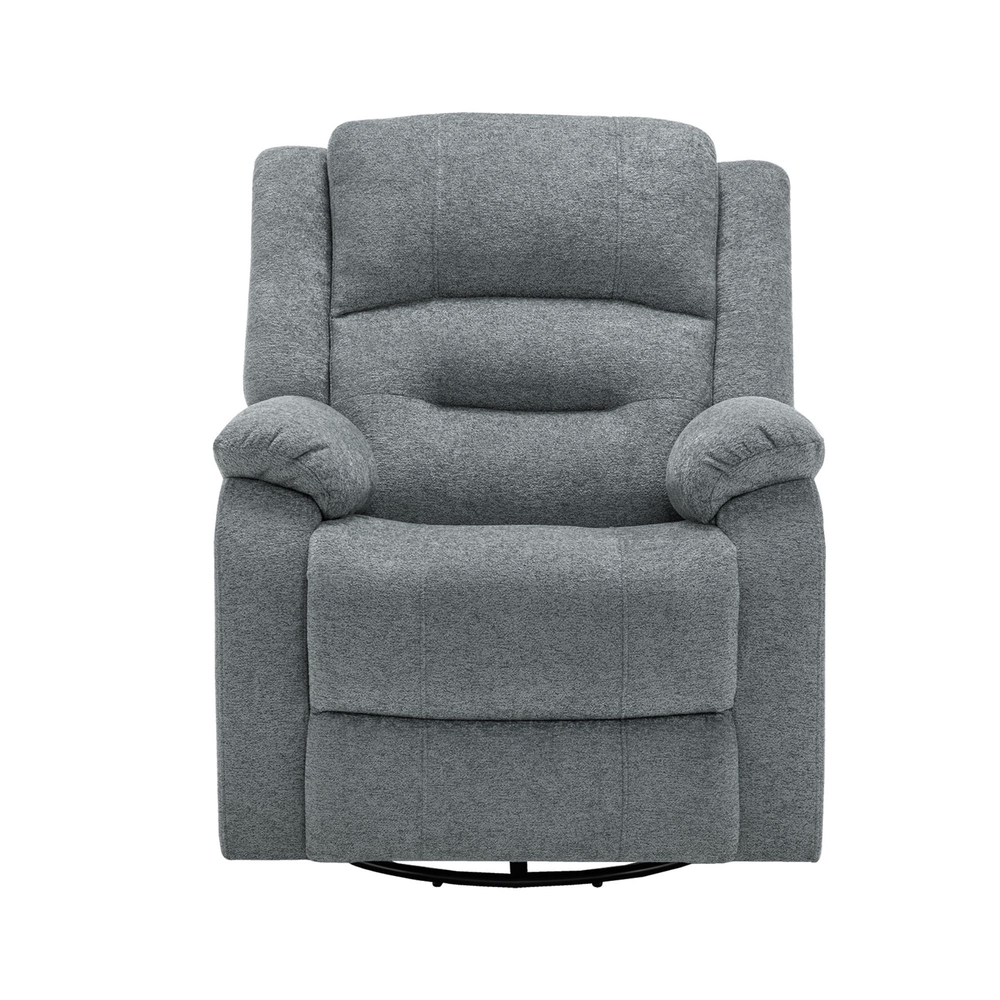 Grey Monarch Specialties power swivel glider recliner with USB port, featuring plush cushioning and modern design.