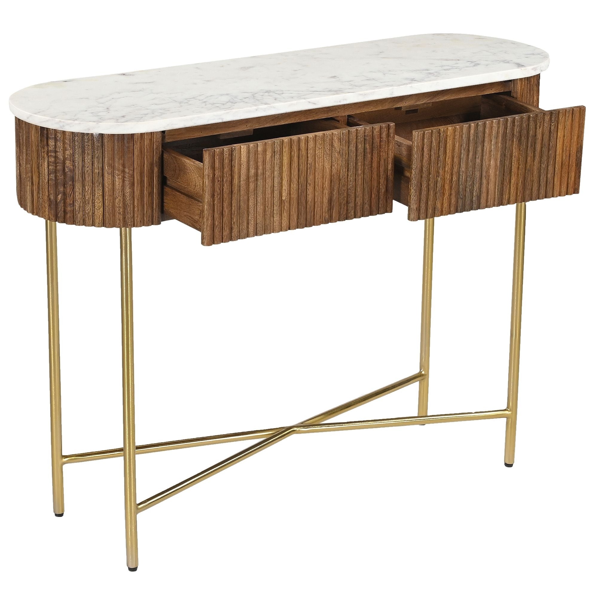 Reyna 39" Console Table with Drawers in Walnut & White