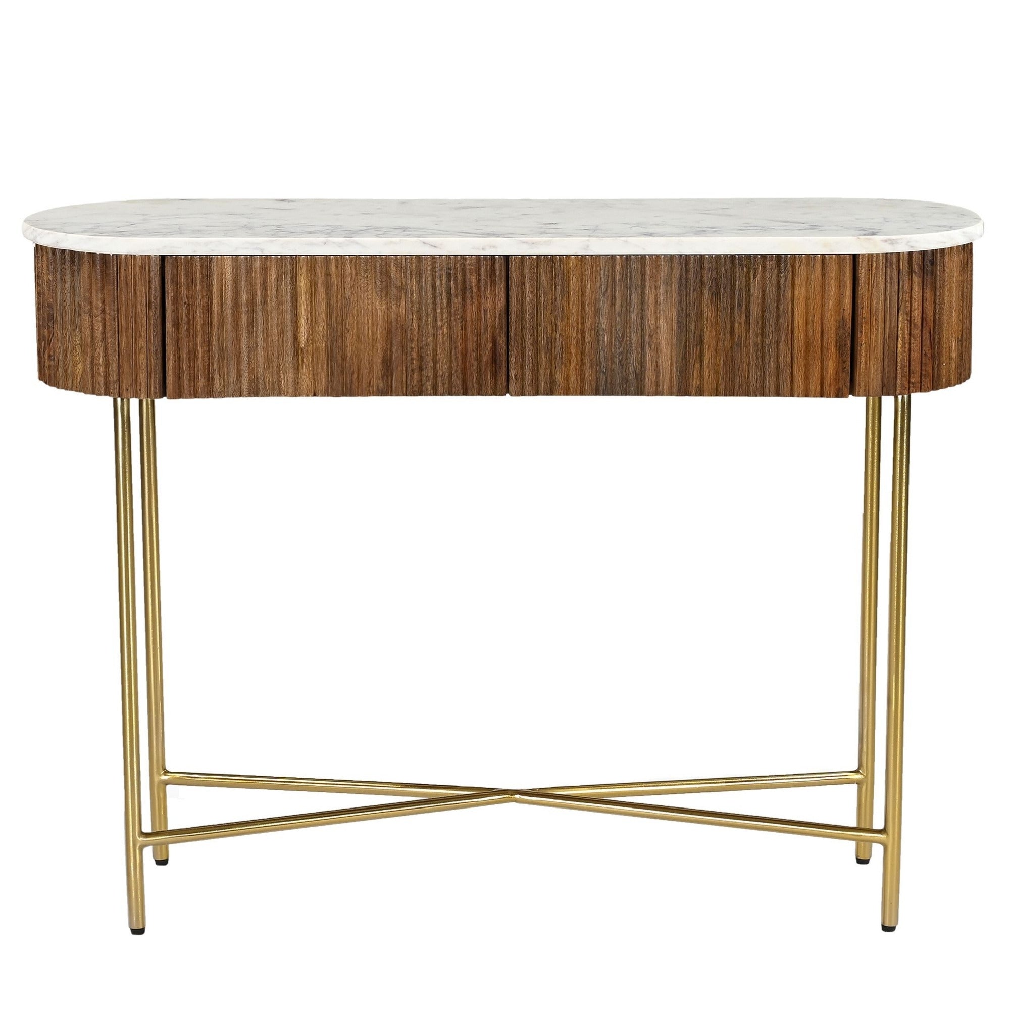 Reyna 39" Console Table with Drawers in Walnut & White