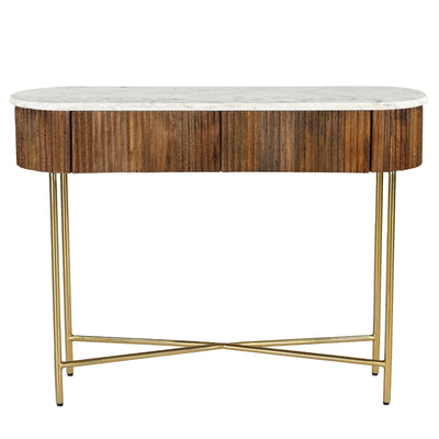 Reyna 39" Console Table with Drawers in Walnut & White