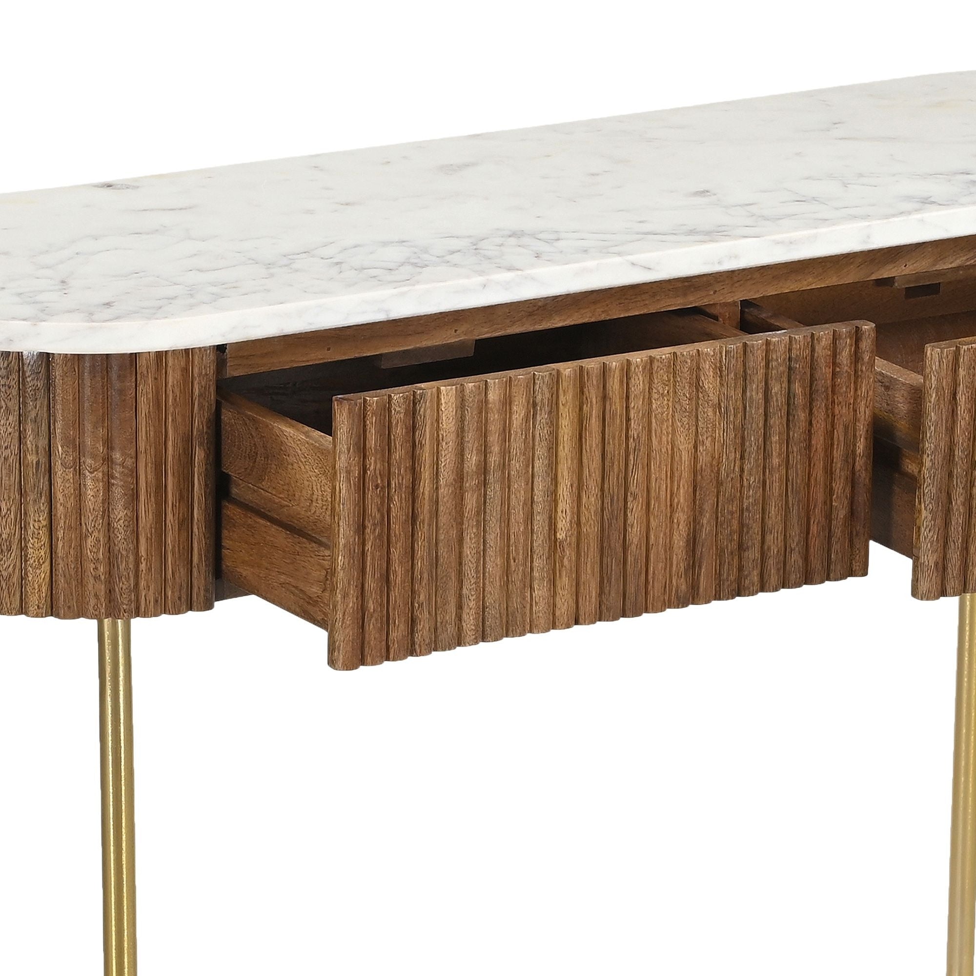 Reyna 39" Console Table with Drawers in Walnut & White