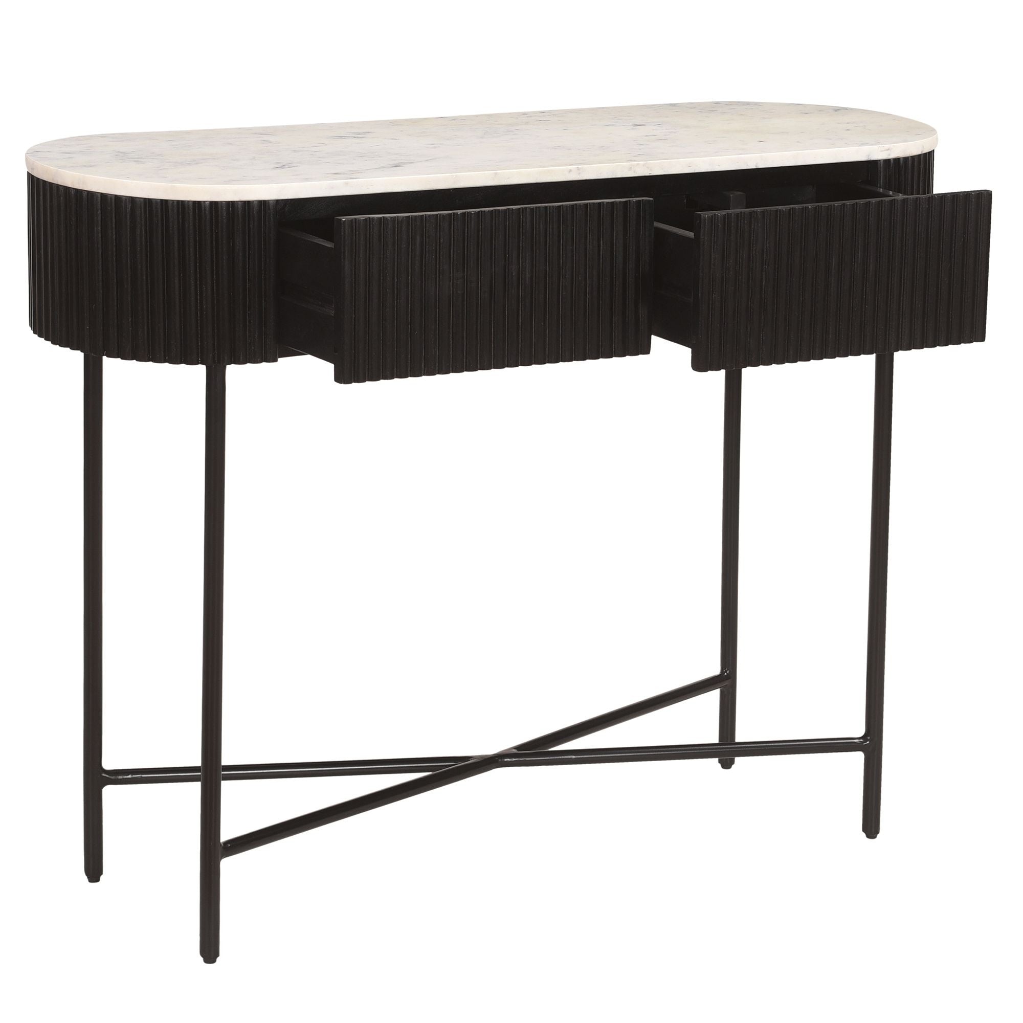 Reyna 39" Console Table with Drawers in Black & White