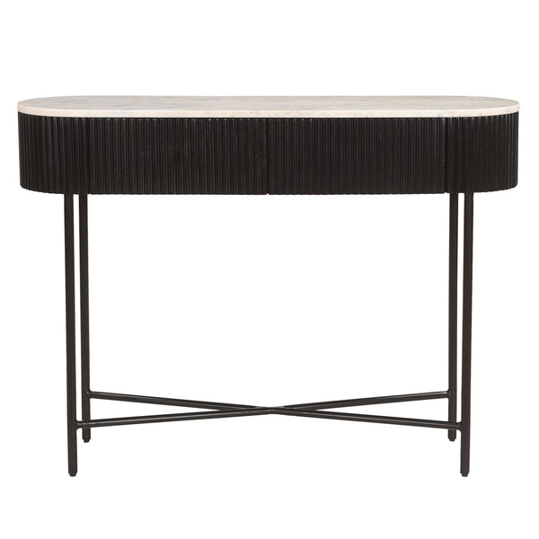 Reyna 39-inch black and white console table with drawers, stylish storage furniture by World Wide in modern design.
