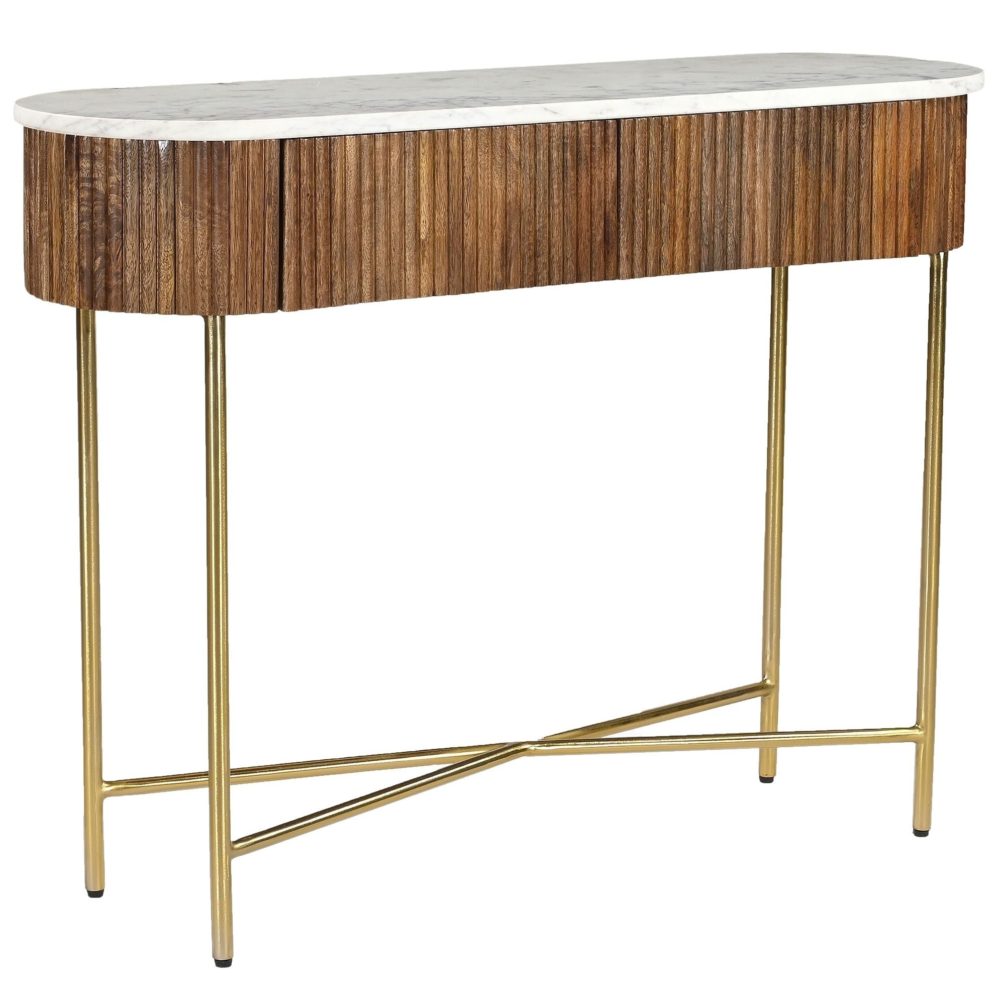 Reyna 39" Console Table with Drawers in Walnut & White