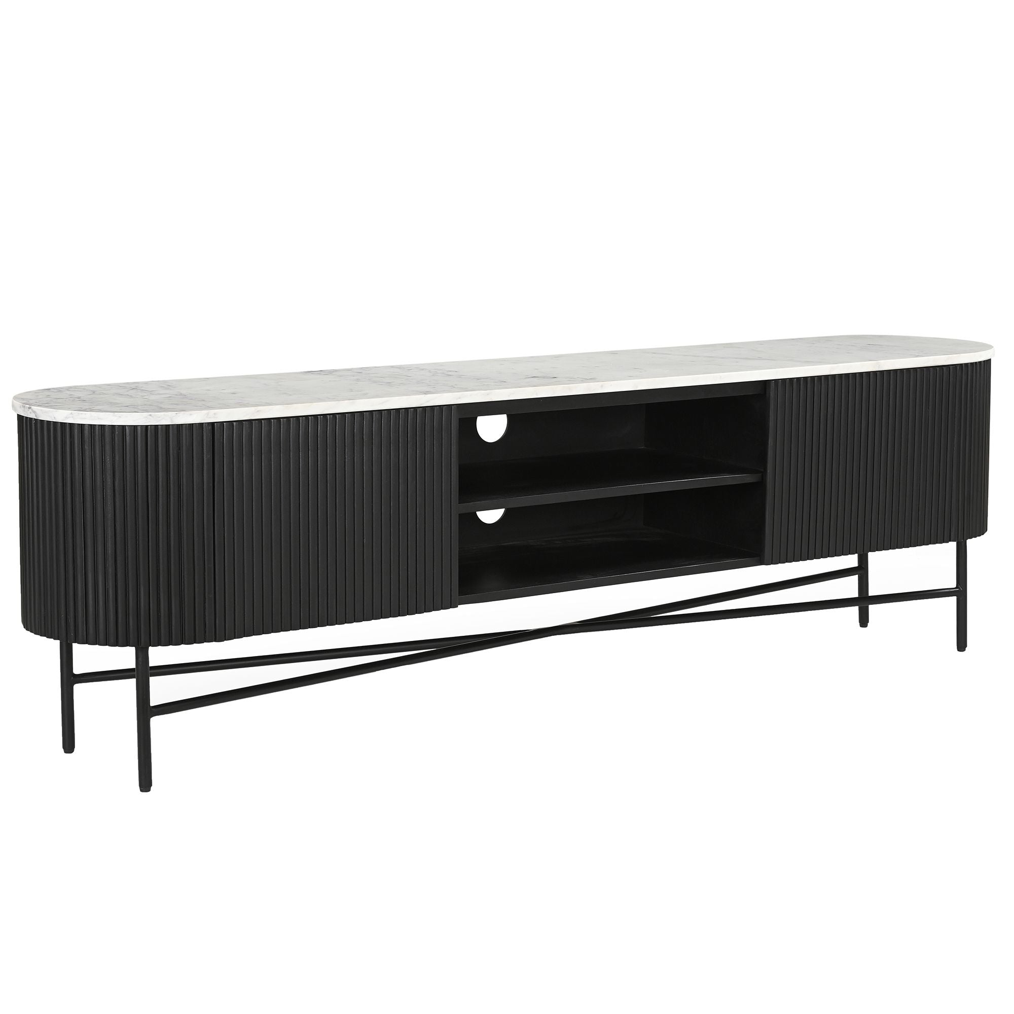 Console 39" Reyna avec tiroirs en noyer et blanc
