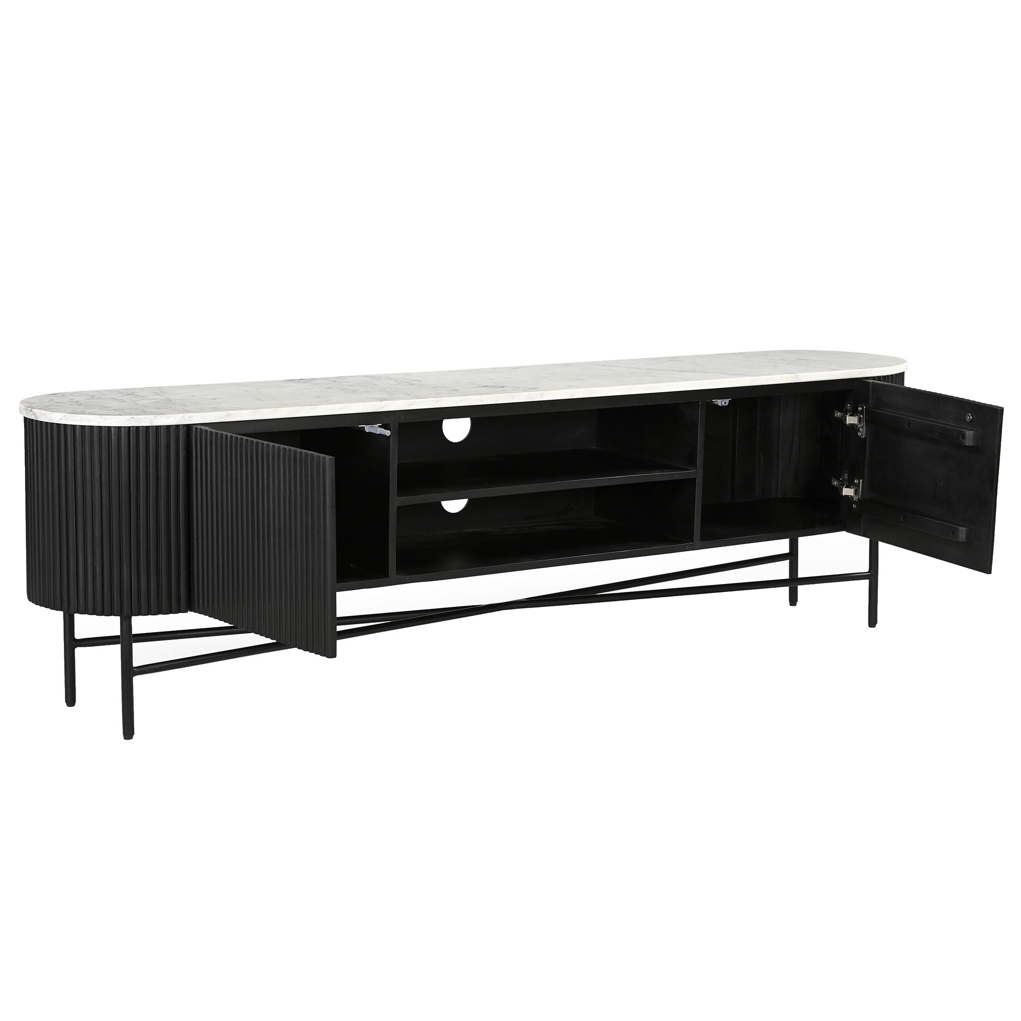Console 39" Reyna avec tiroirs en noyer et blanc