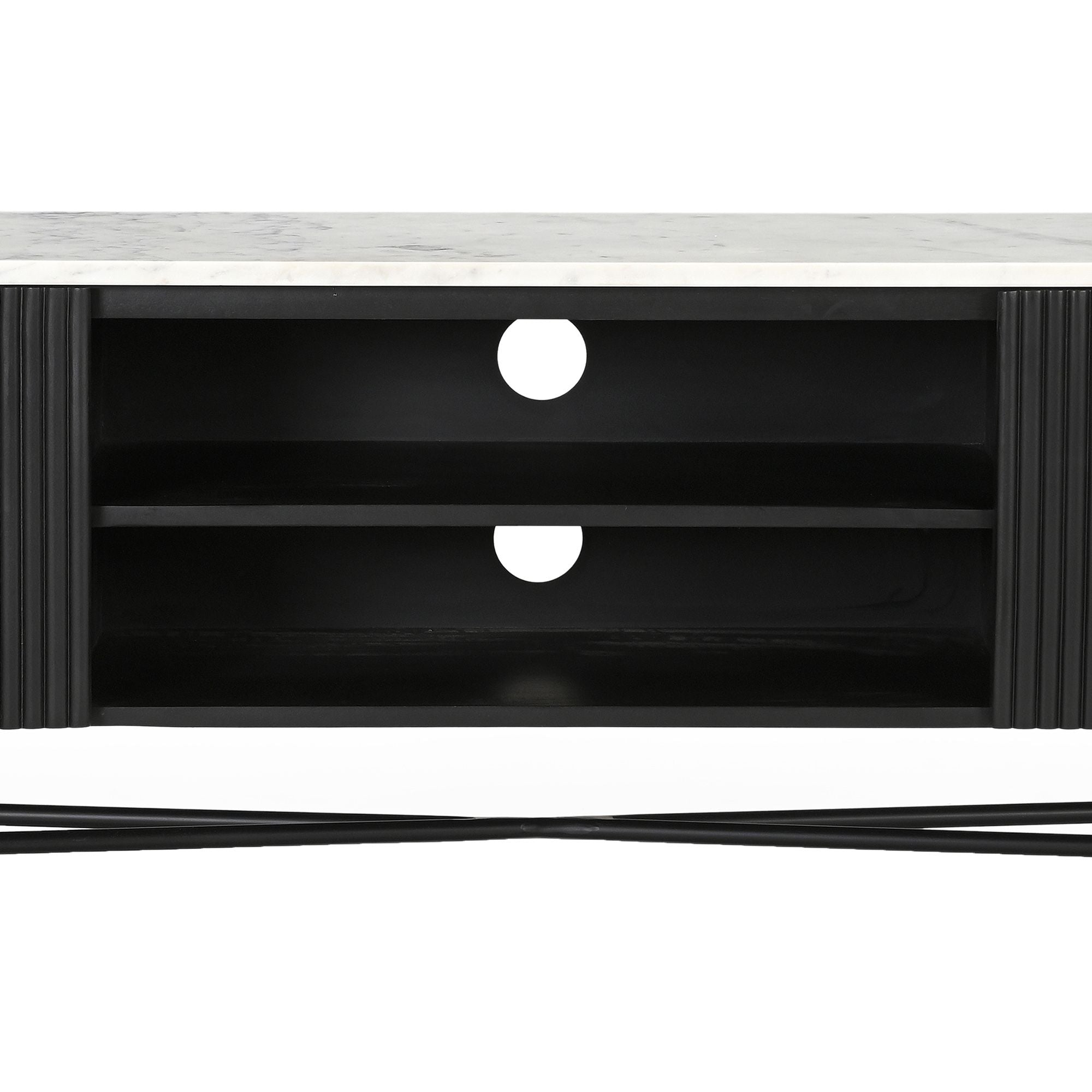 Console 39" Reyna avec tiroirs en noyer et blanc
