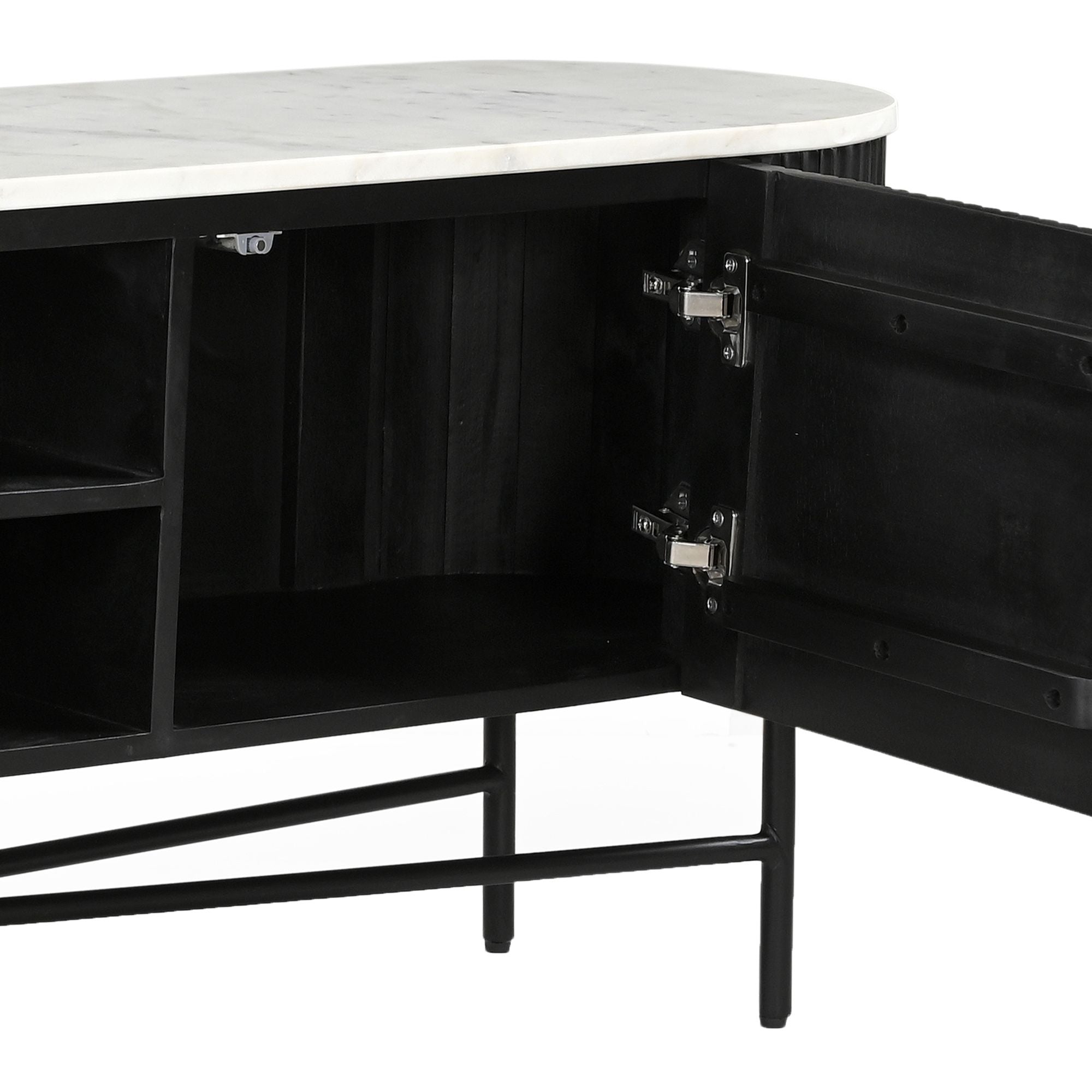 Console 39" Reyna avec tiroirs en noyer et blanc