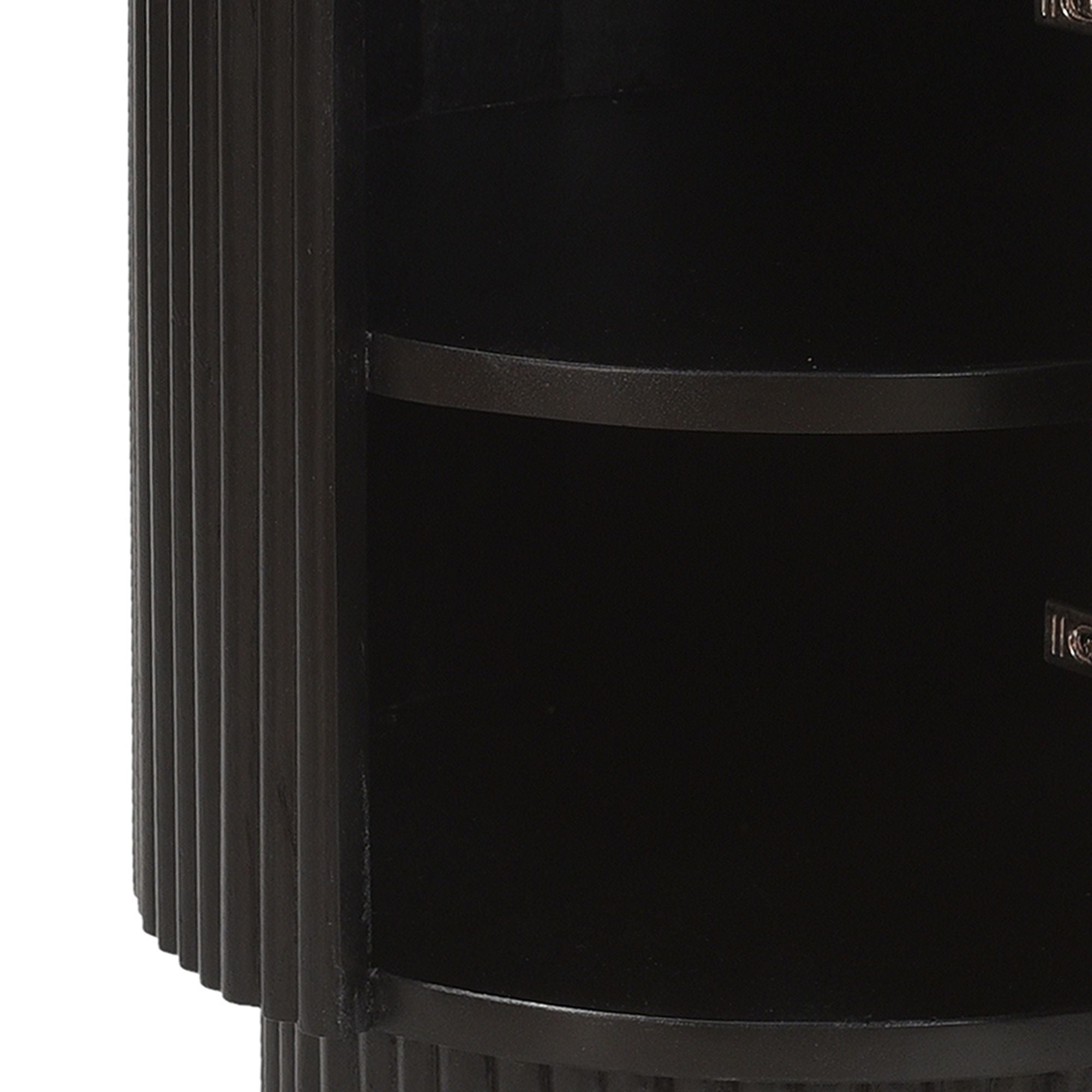 Reyna Round Accent Table with Storage in Black and White