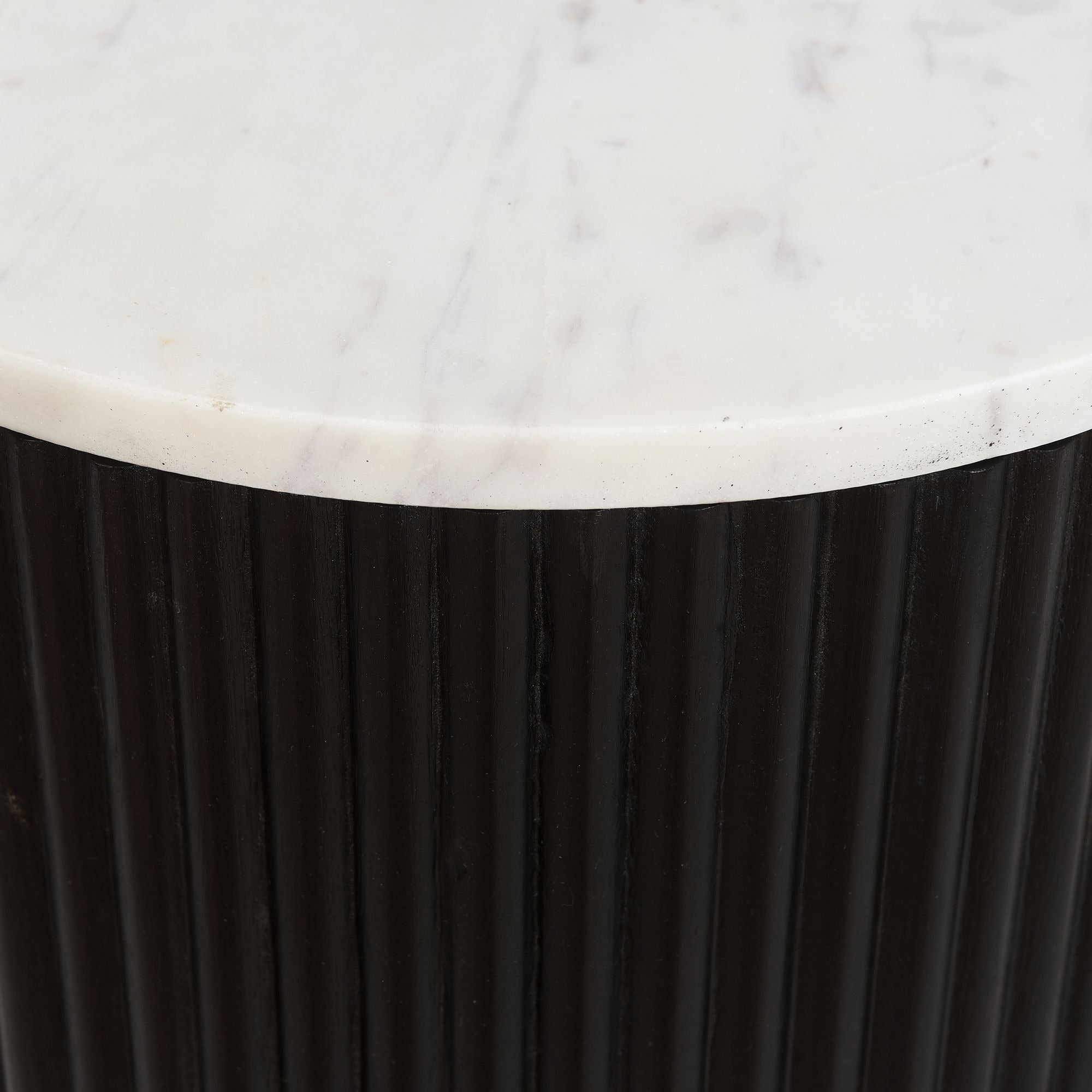 Reyna Round Accent Table with Storage in Black and White