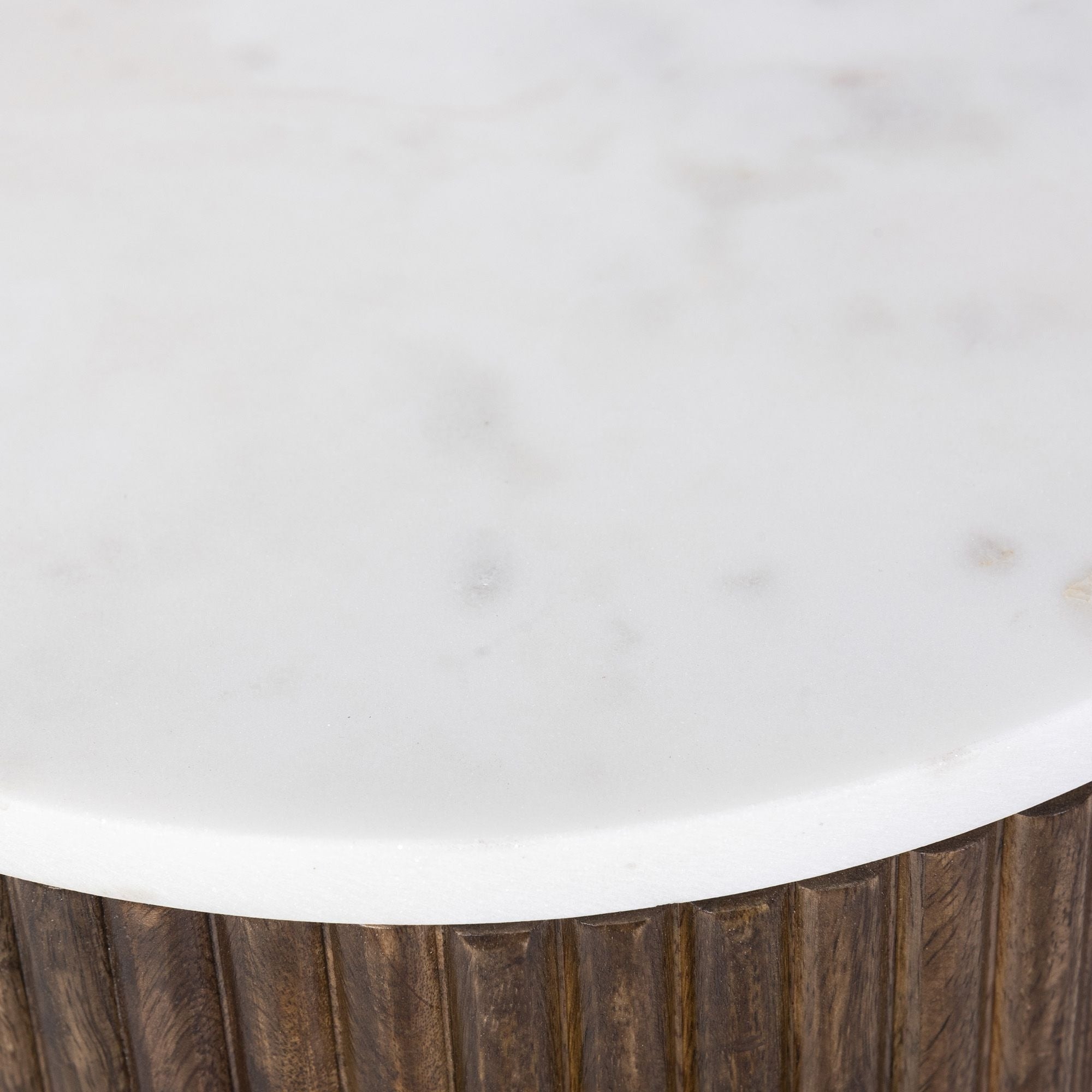 Reyna Round Accent Table with Storage in Walnut and White