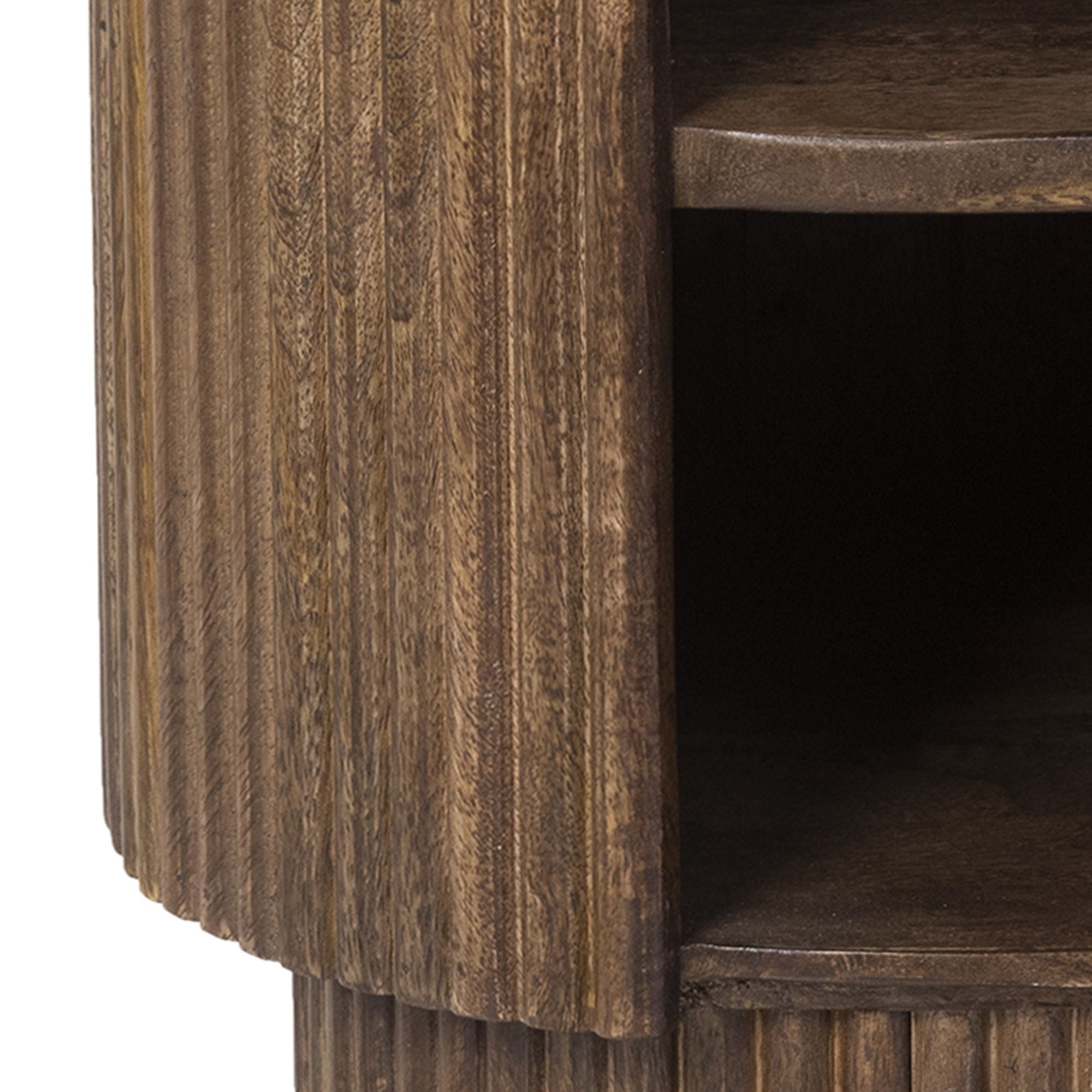 Reyna Round Accent Table with Storage in Walnut and White