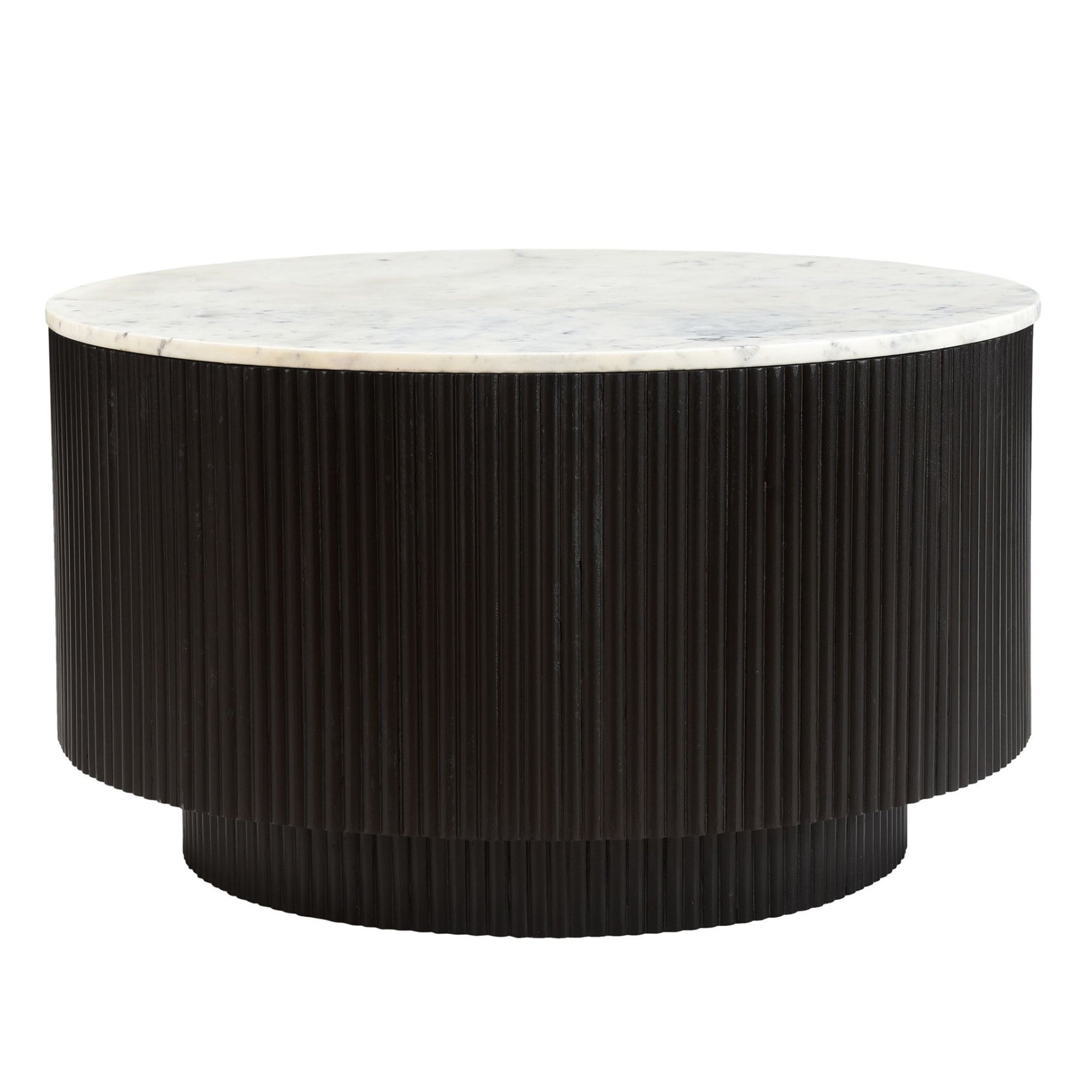Reyna Round Coffee Table with Storage in Black & White