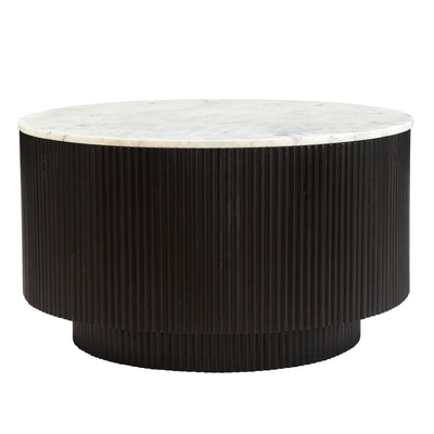 Reyna Round Coffee Table with Storage in Black & White