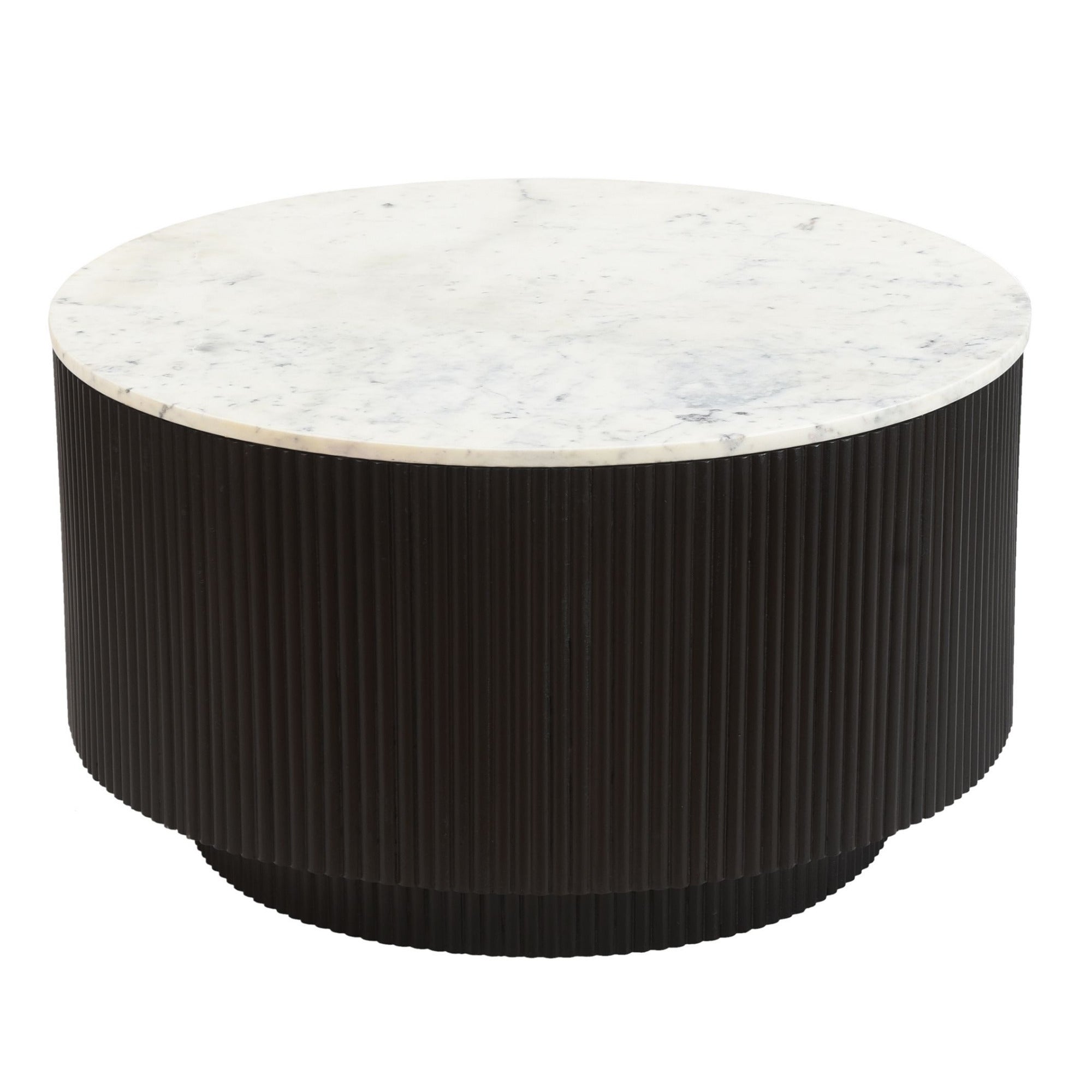 Reyna Round Coffee Table with Storage in Black & White