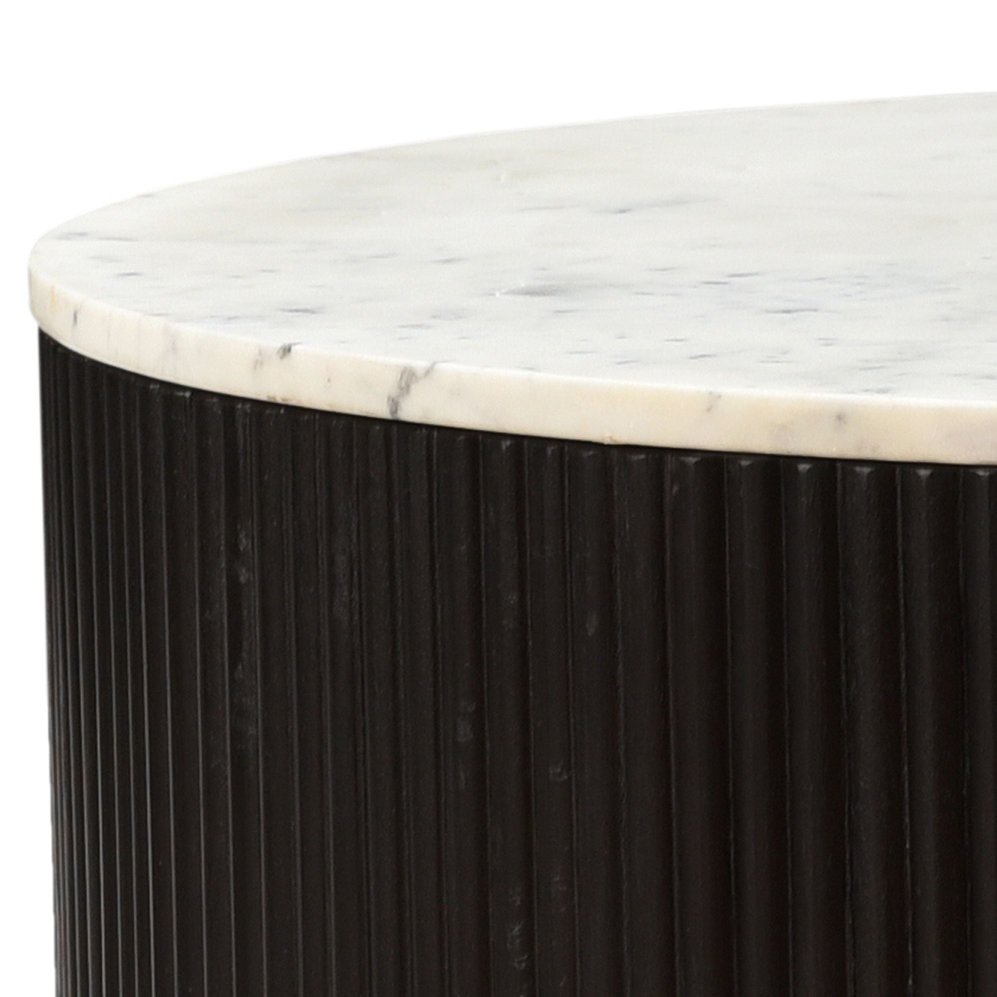 Reyna Round Coffee Table with Storage in Black & White