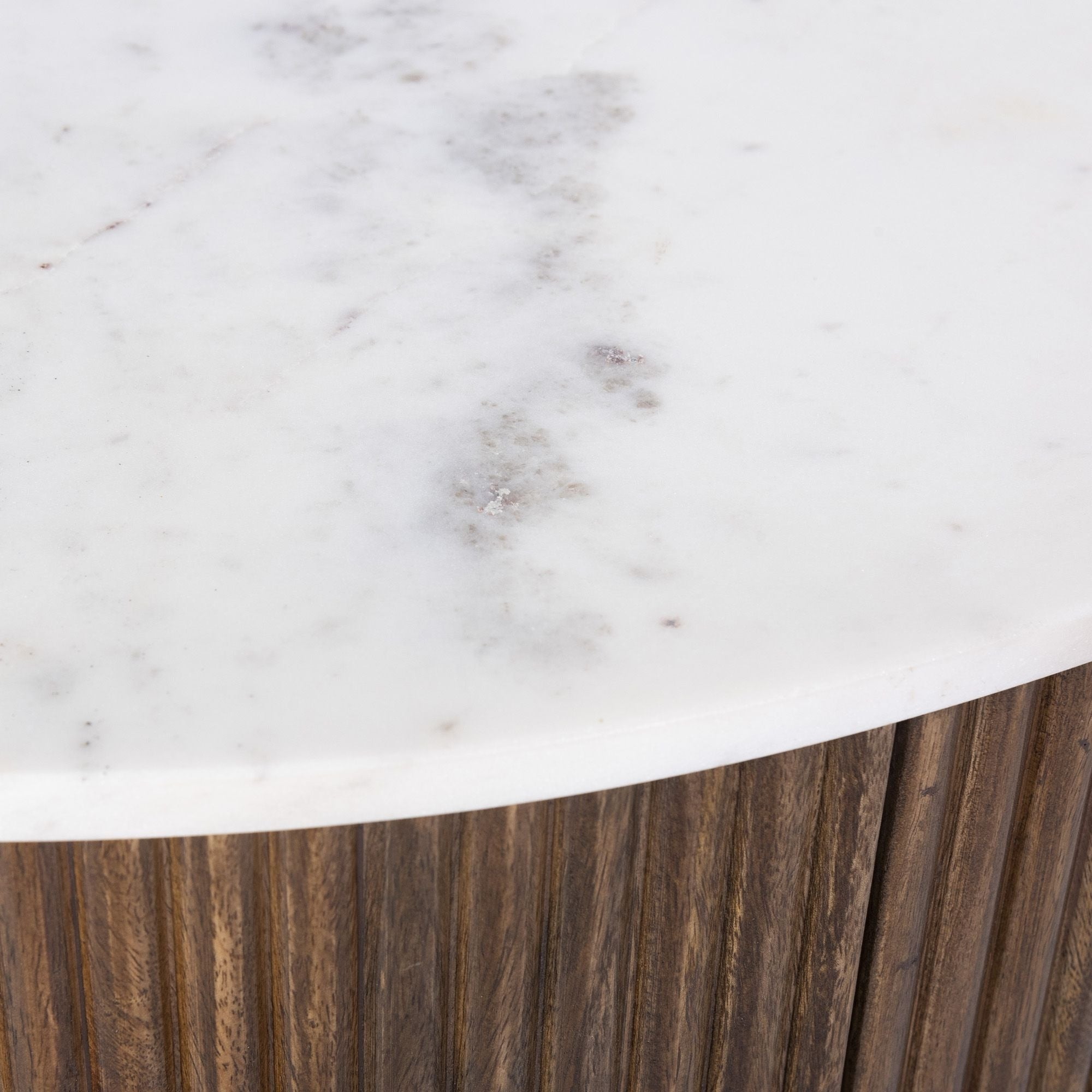Reyna Round Coffee Table with Storage in Walnut & White