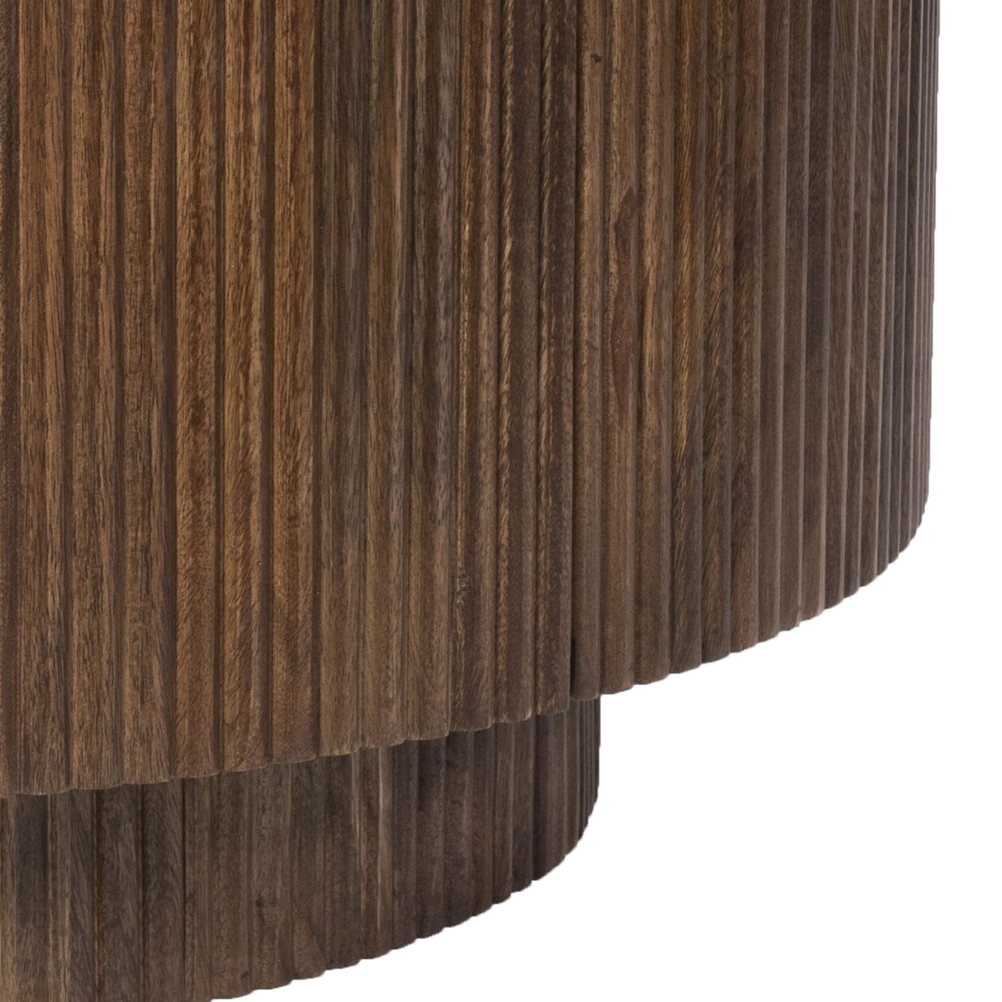 Reyna Round Coffee Table with Storage in Walnut & White