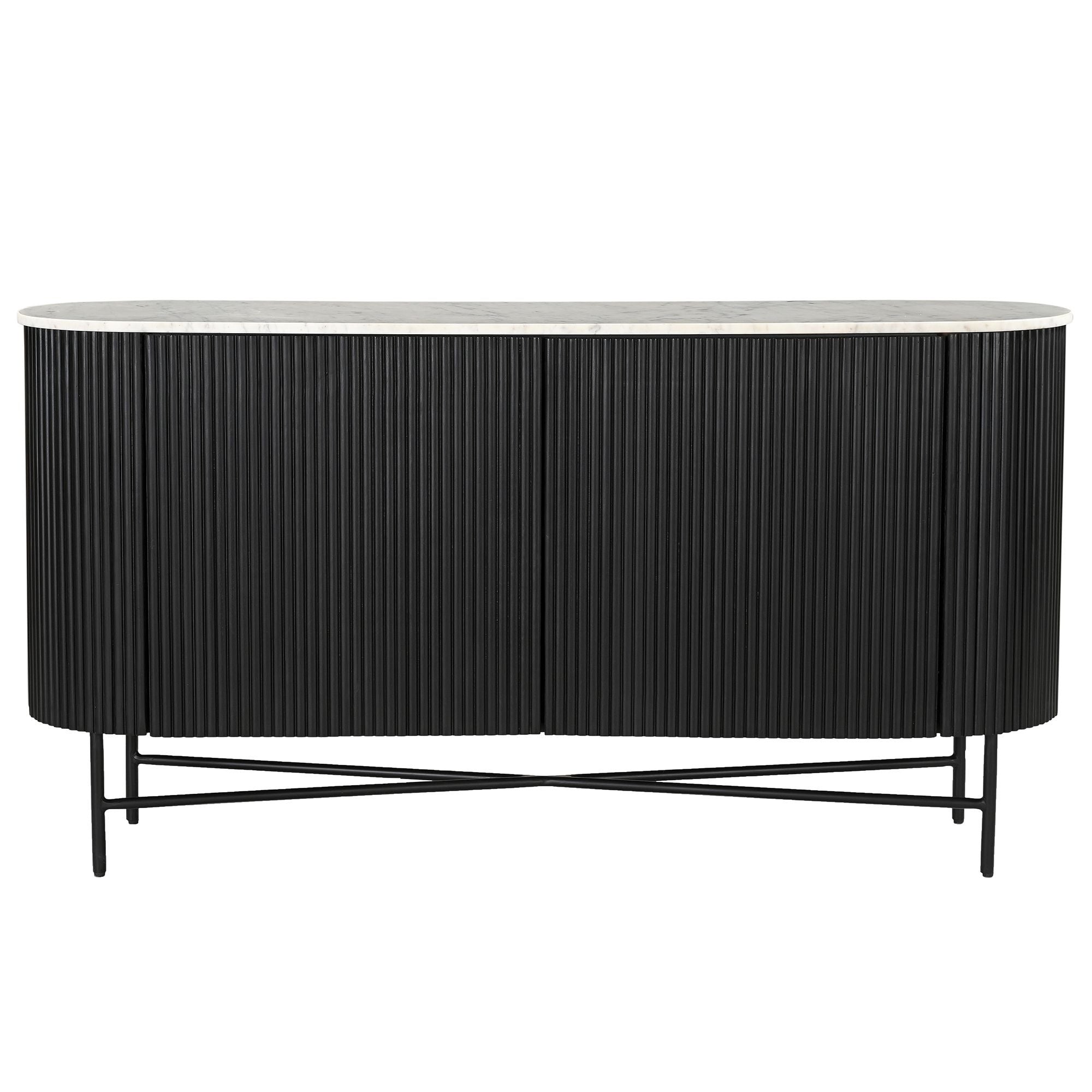 Reyna Mango Wood & Marble Top Sideboard, 57" in Black and White
