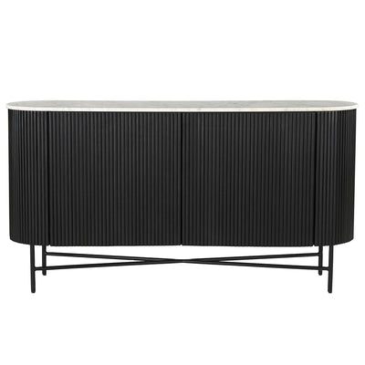 Reyna Mango Wood & Marble Top Sideboard, 57" in Black and White