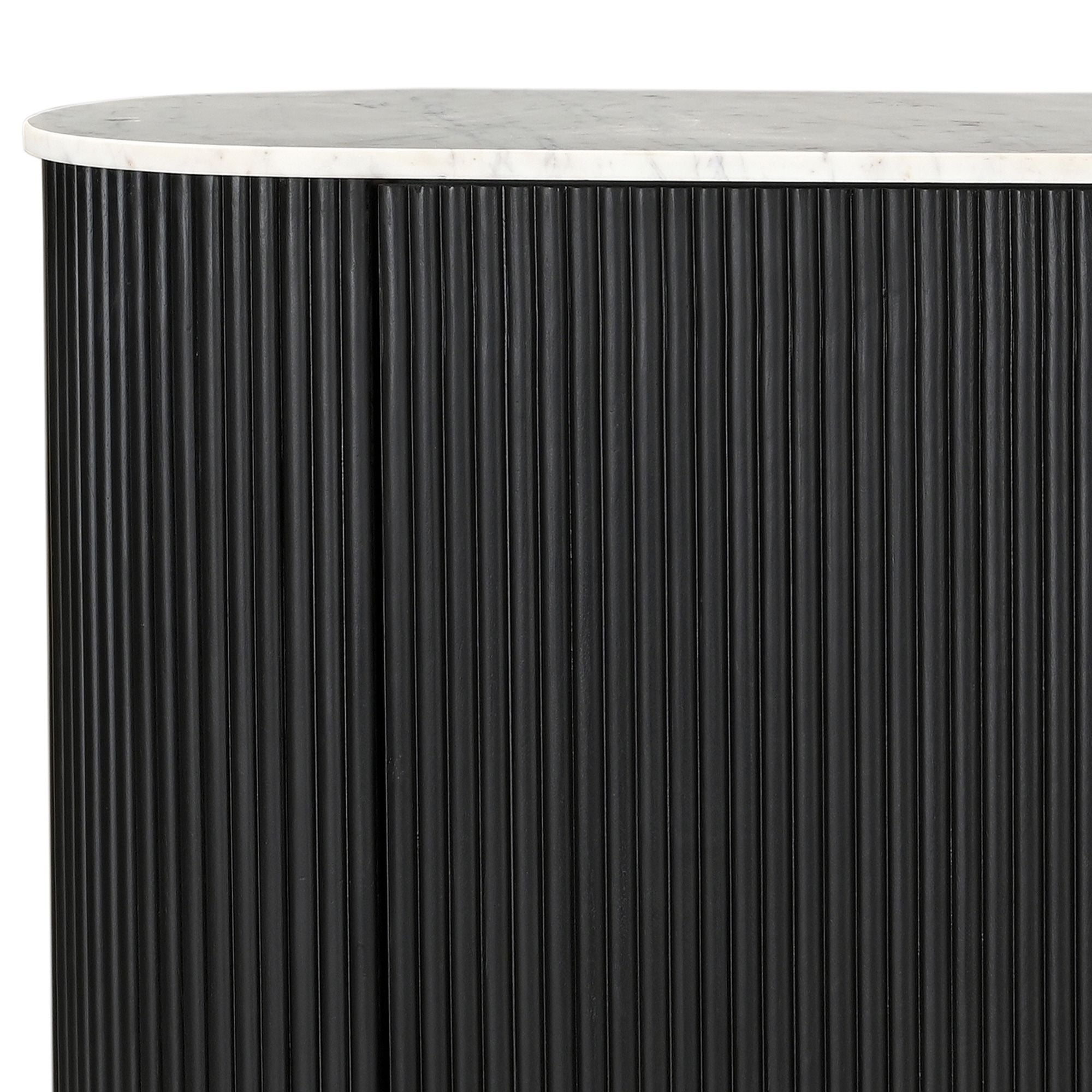 Reyna Mango Wood & Marble Top Sideboard, 57" in Black and White
