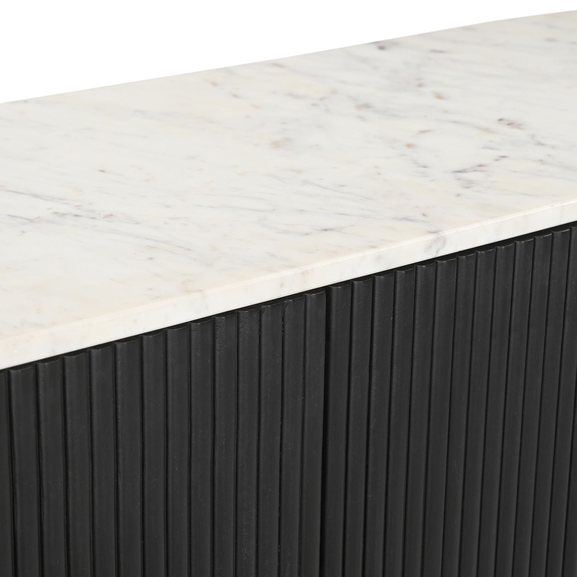 Reyna Mango Wood & Marble Top Sideboard, 57" in Black and White