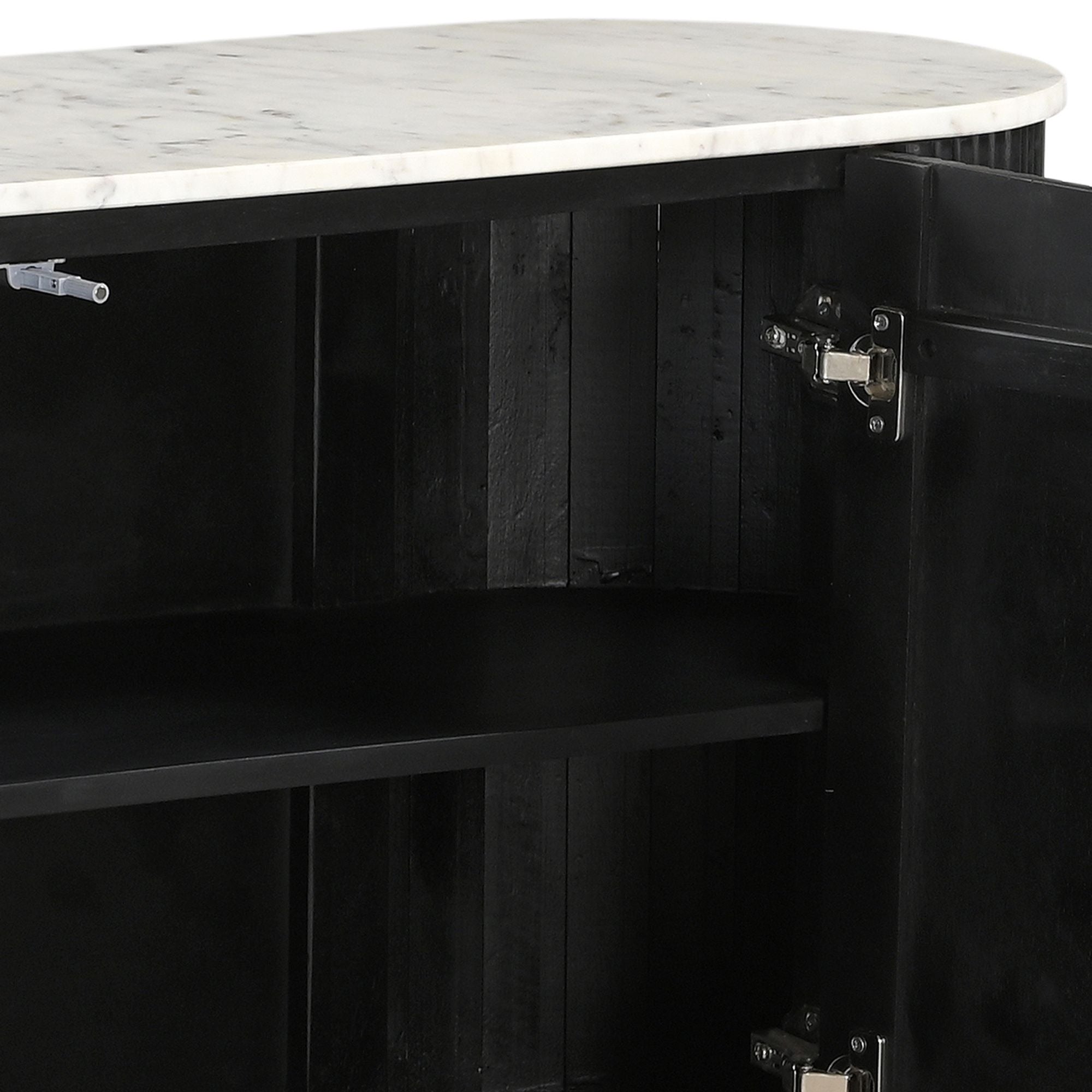 Reyna Mango Wood & Marble Top Sideboard, 57" in Black and White