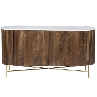 Reyna Mango Wood & Marble Top Sideboard, 57" in Walnut and White