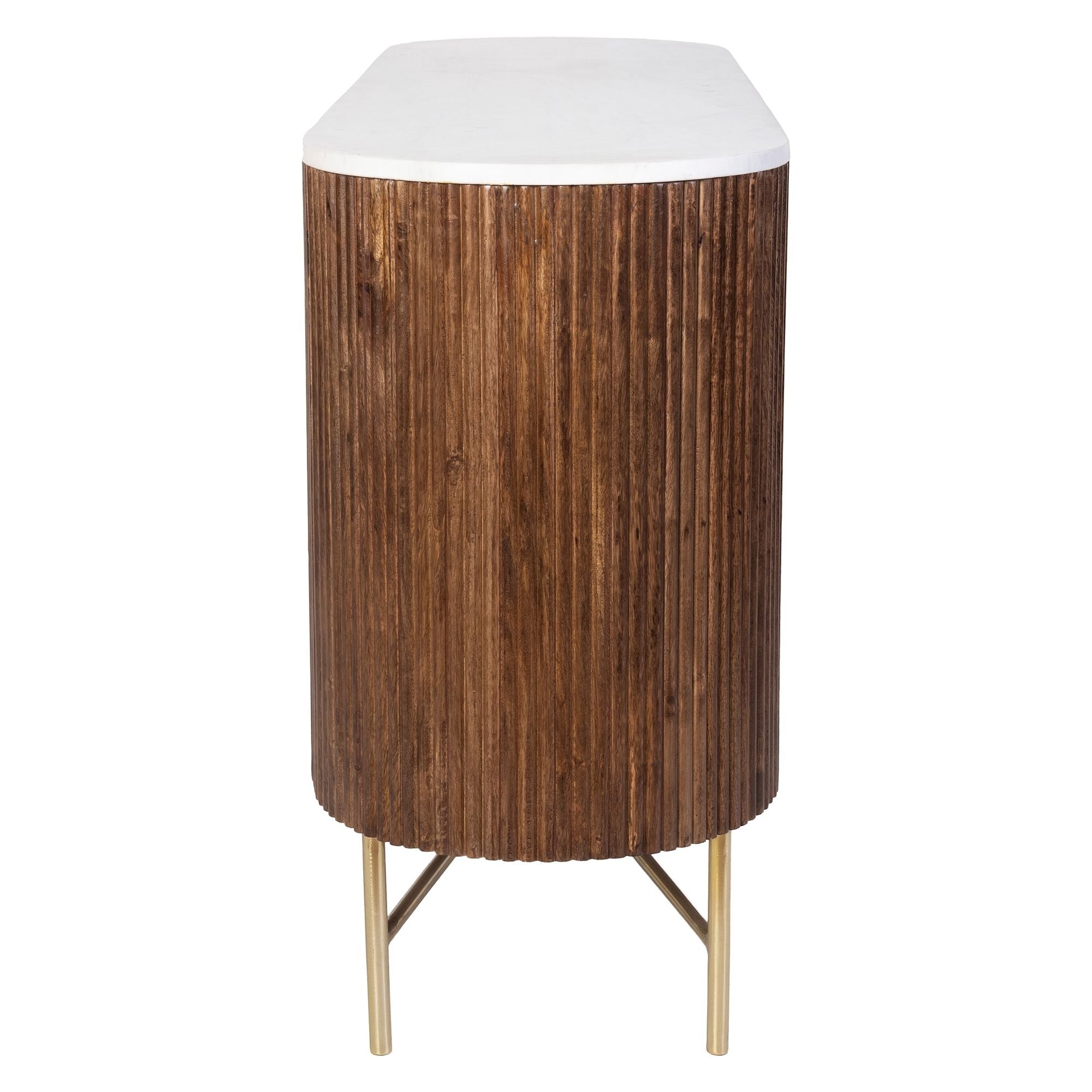 Reyna Mango Wood & Marble Top Sideboard, 57" in Walnut and White