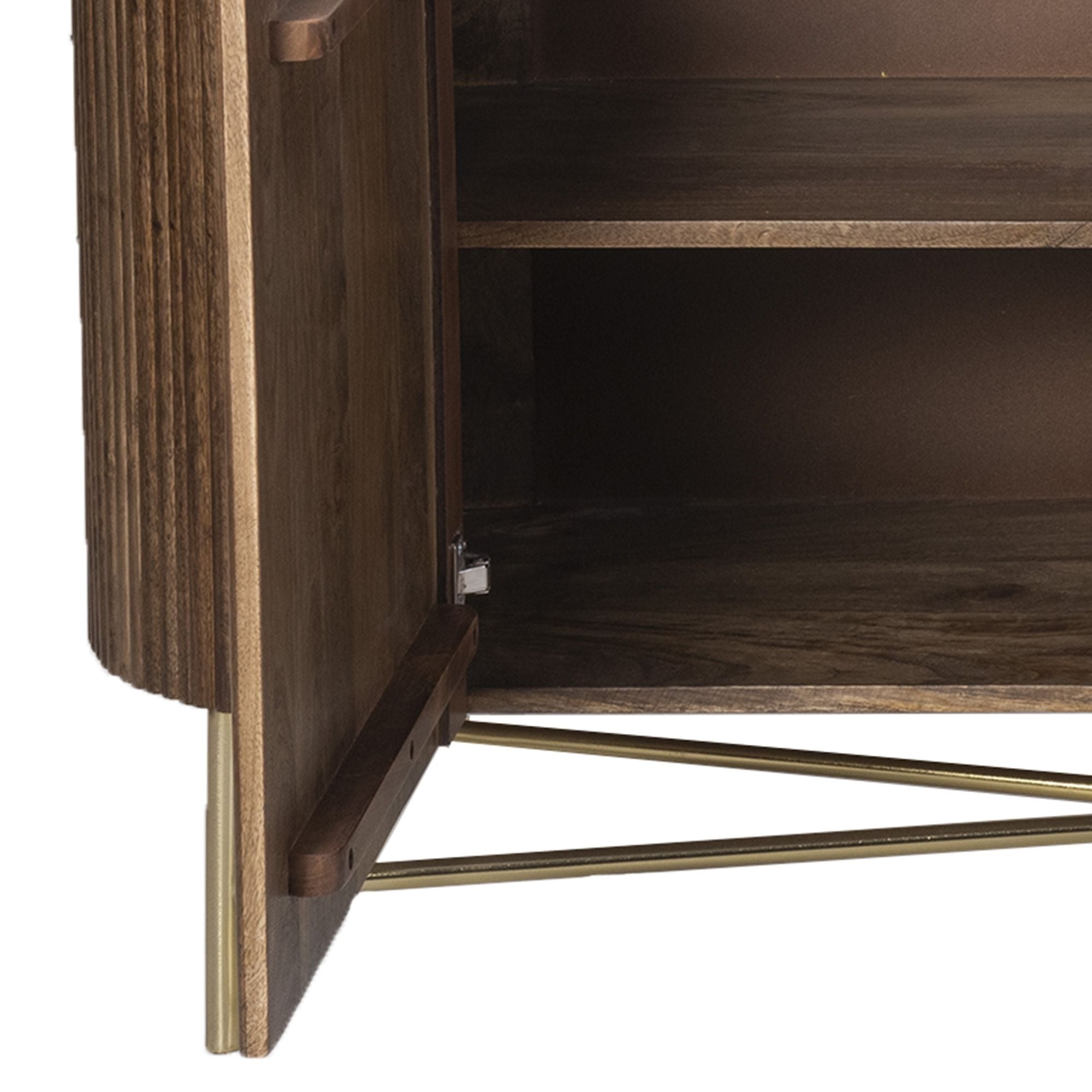 Reyna Mango Wood & Marble Top Sideboard, 57" in Walnut and White