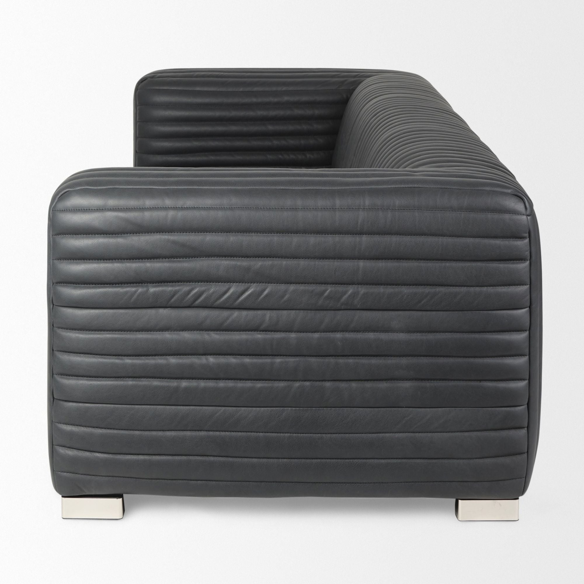 Mercana Ricciardo black leather three-seater sofa, 82.5 inches wide