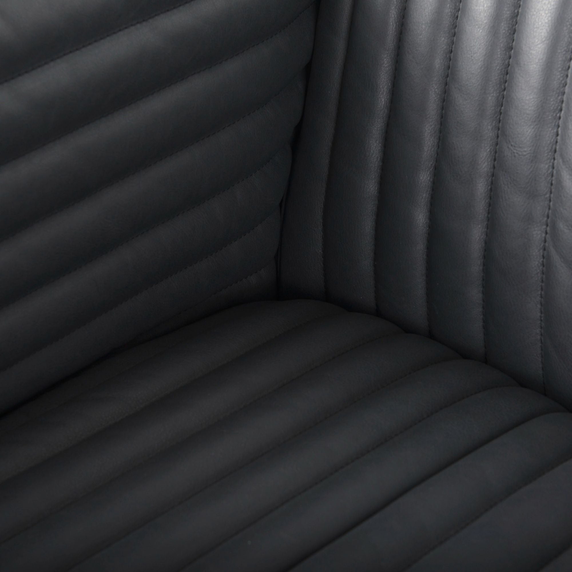 Mercana Ricciardo 82.5-inch black leather three-seater sofa with sleek modern design