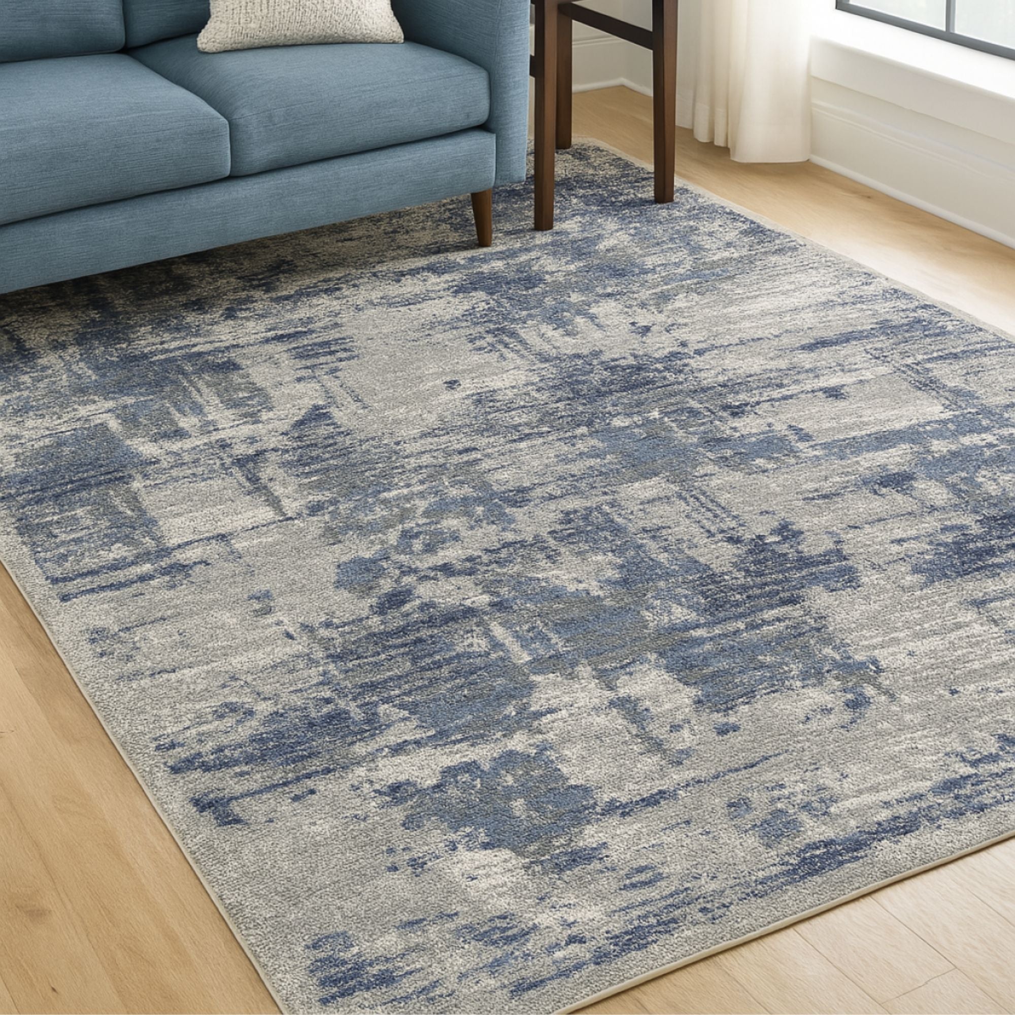 Rocco Area Rug in Cream/Grey /Blue | CastleUp Experience Centre
