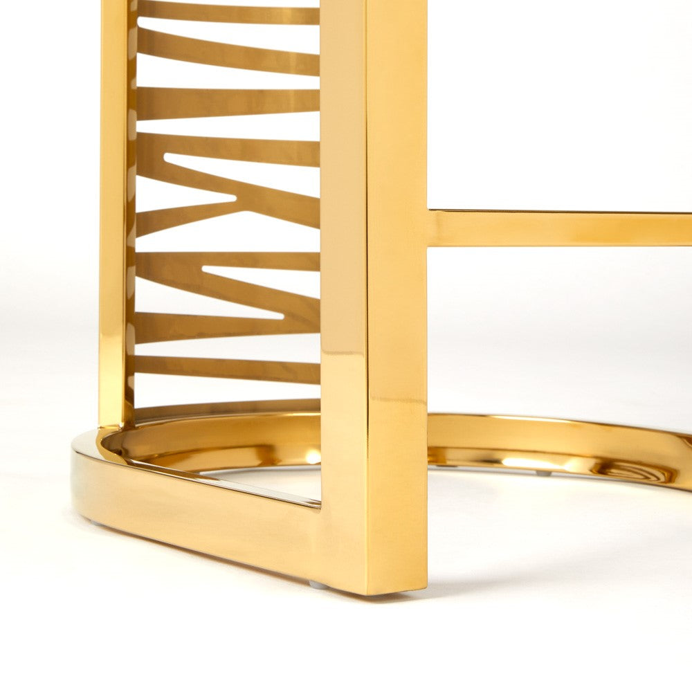 Xcella Rochelle gold counter stool with ivory seat and gold legs, modern bar stool for kitchen or bar area