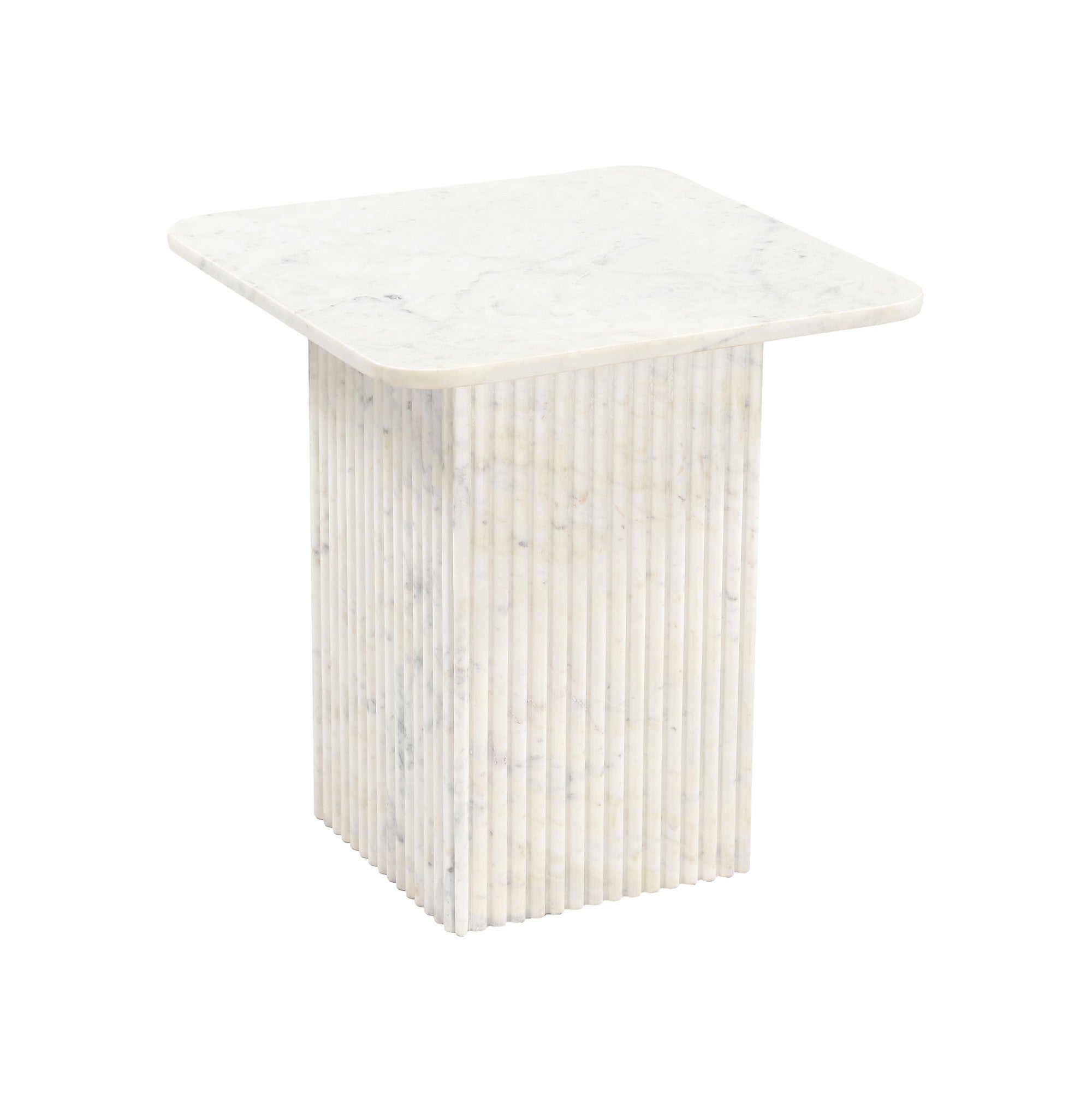 Roland Square Marble Accent Table White