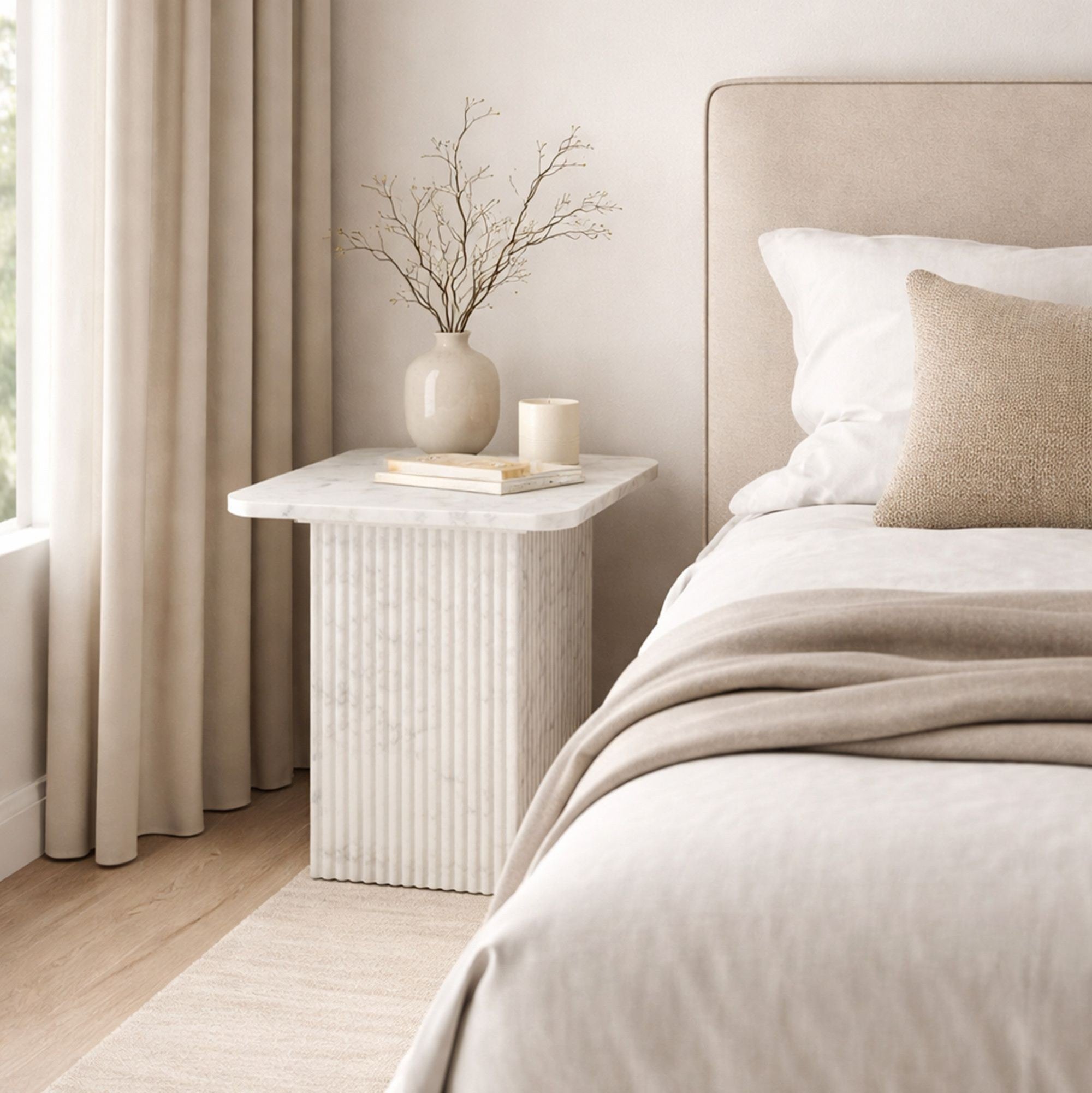 Roland Square Marble Accent Table White