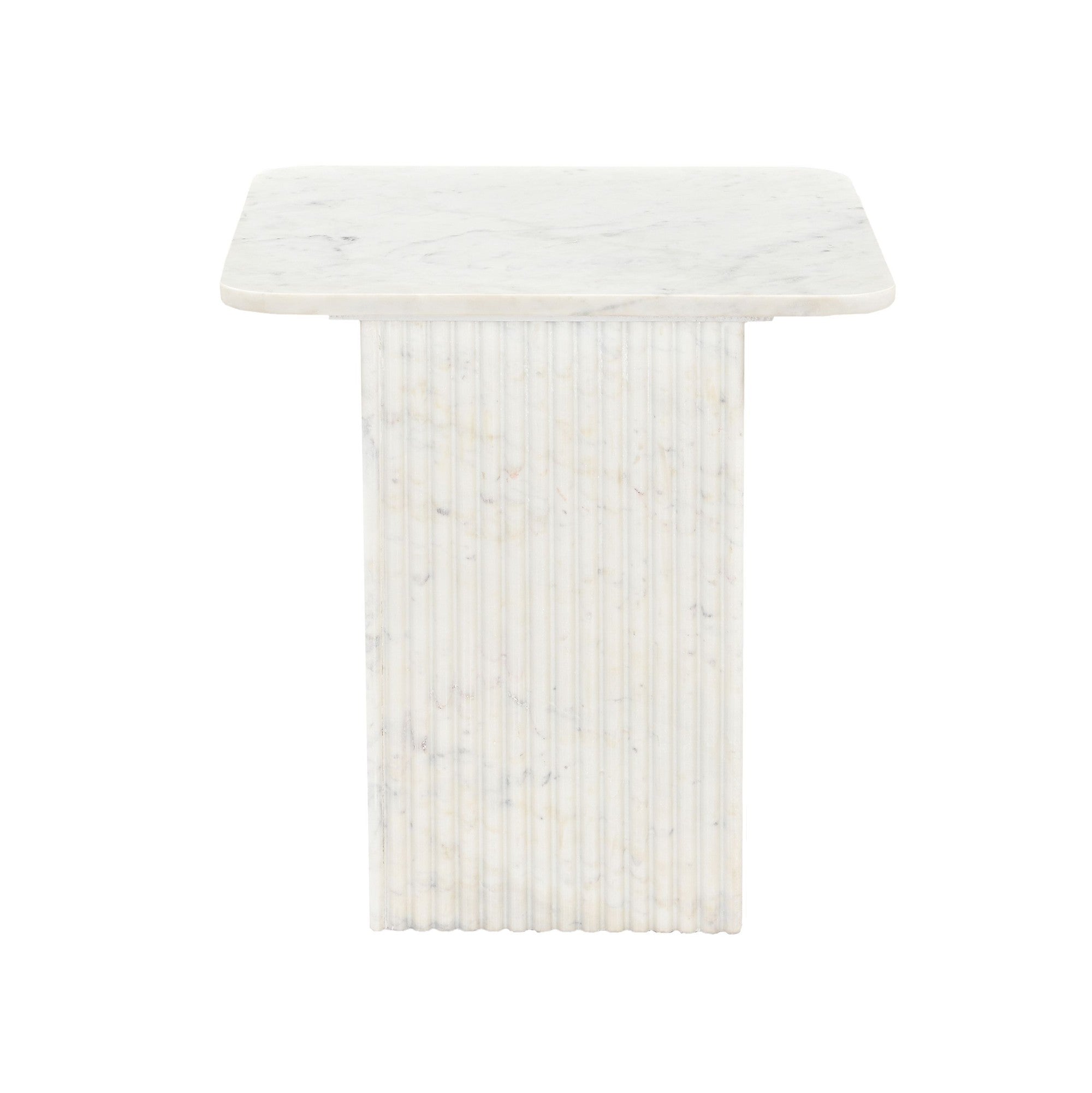 Roland Square Marble Accent Table White