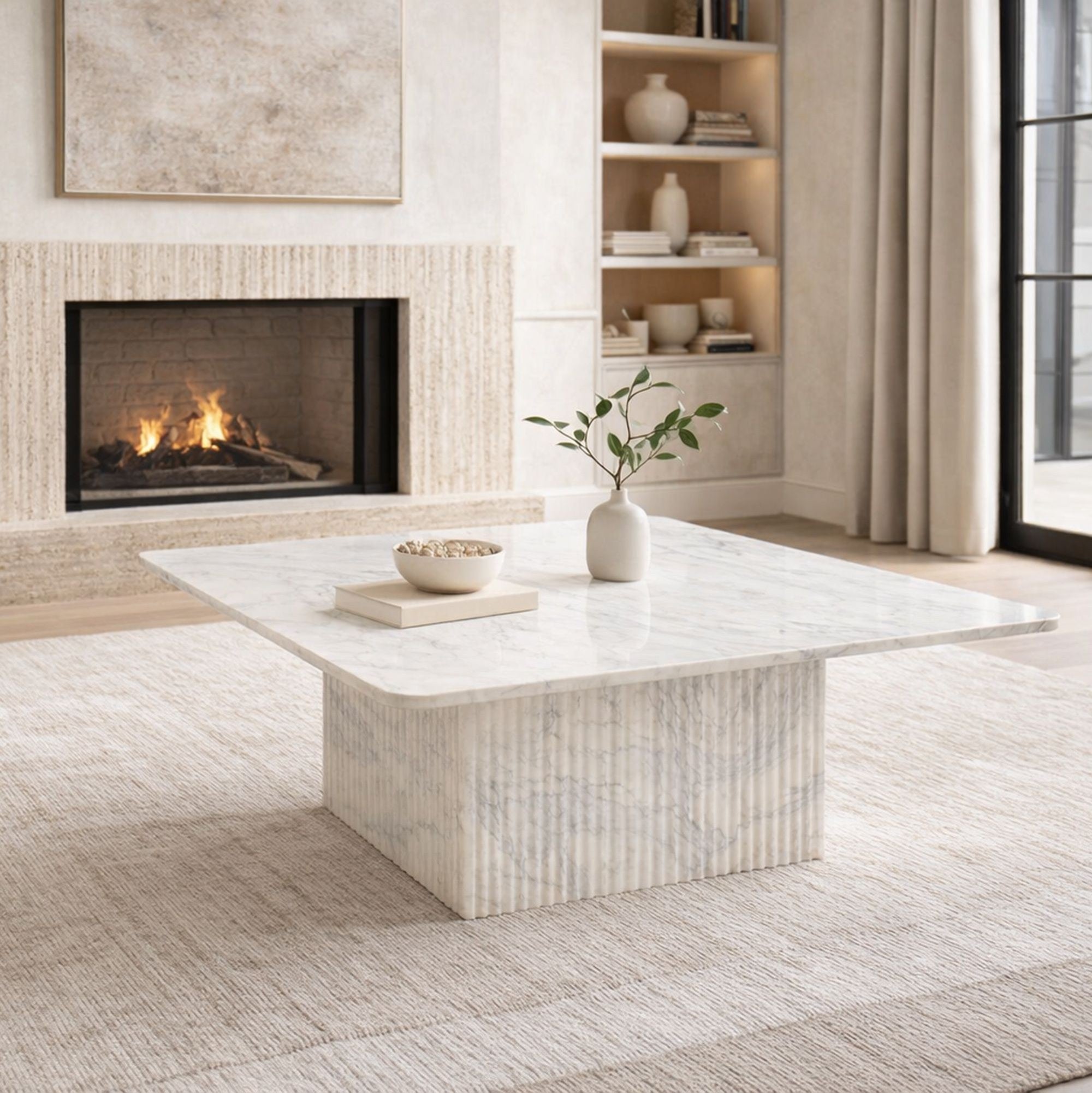 Roland Square Marble Coffee Table White