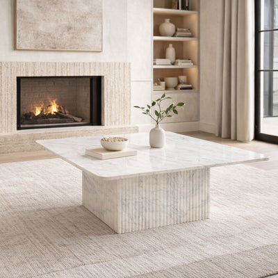 Roland Square Marble Coffee Table White
