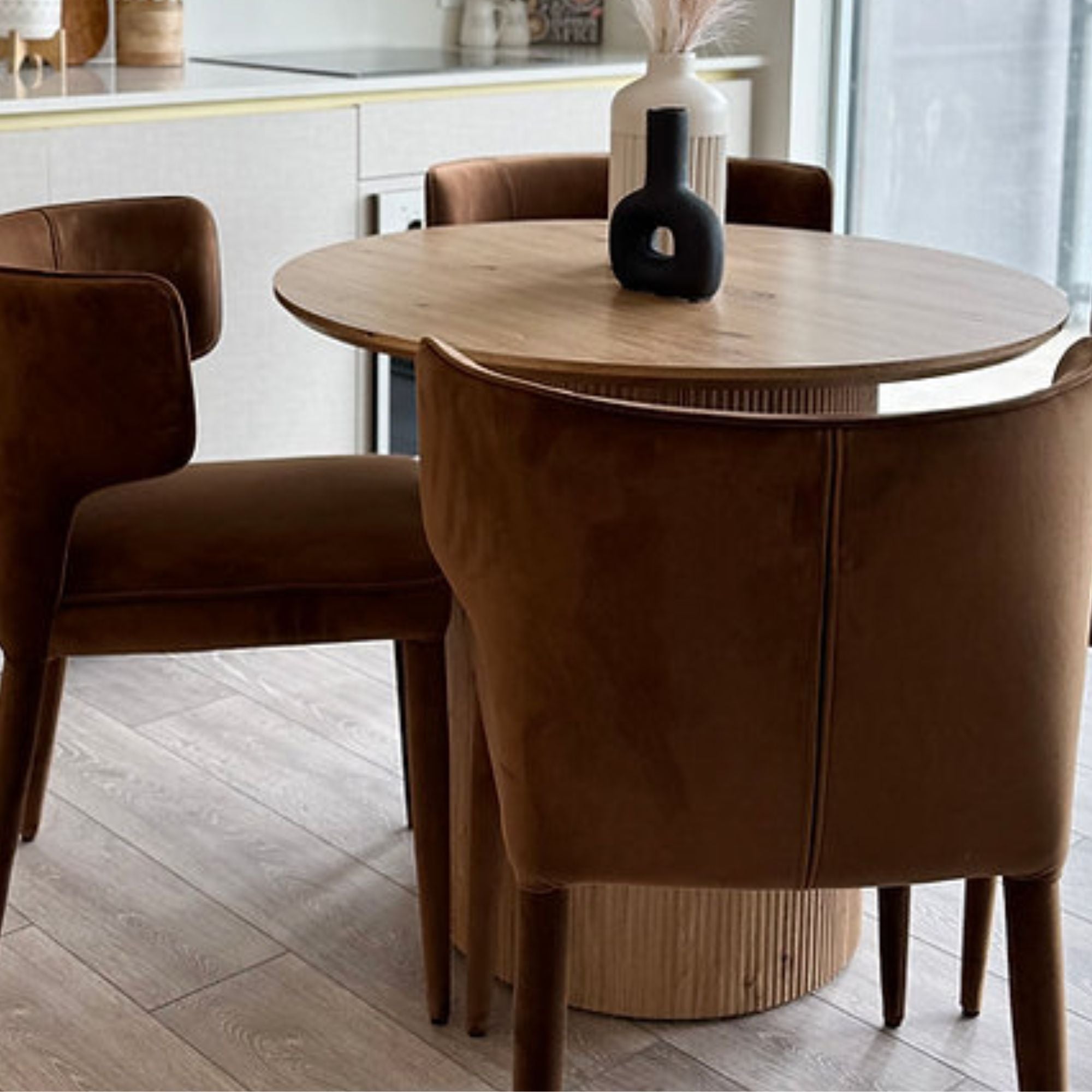 Roman dining table with natural wood top and sturdy wooden legs, ideal for elegant dining rooms by Elite Living.