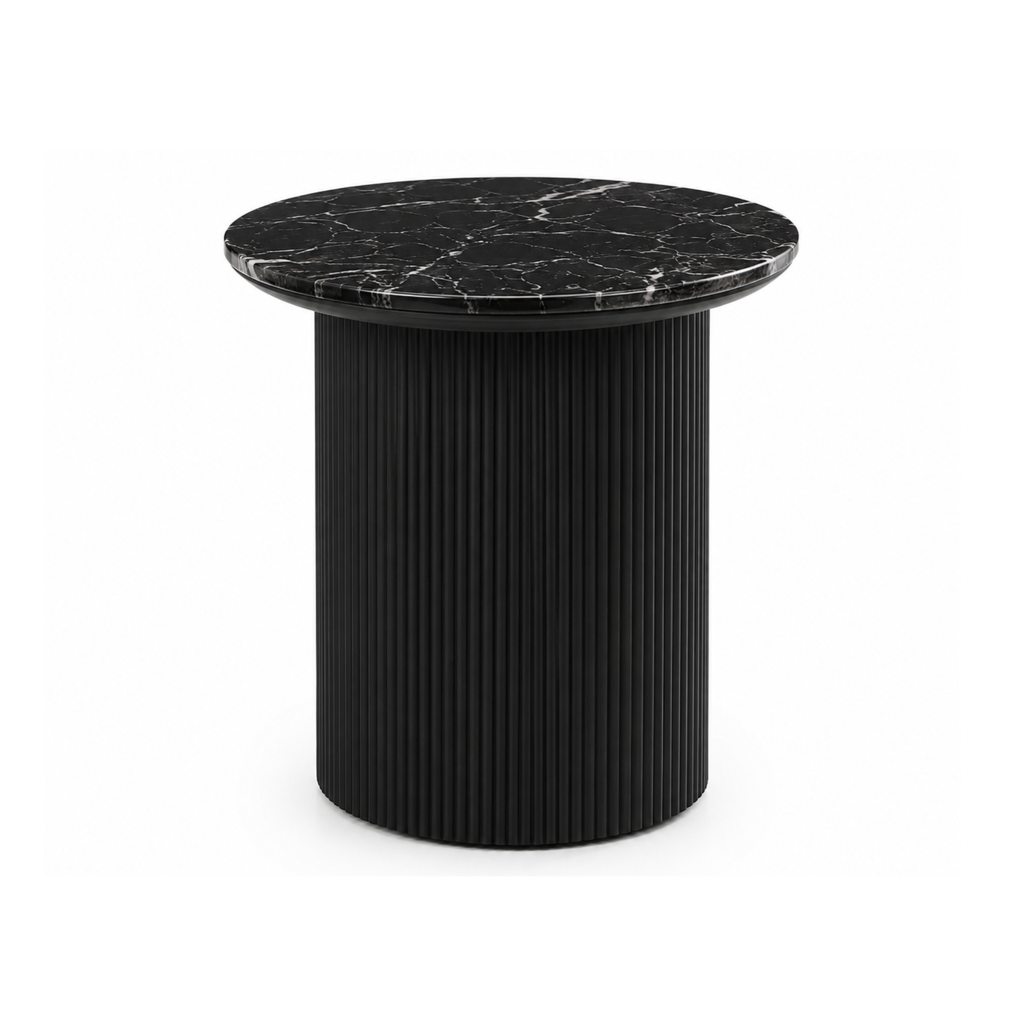 Roman Black Marble End Table Black Base