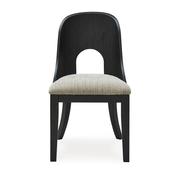 Signature Ashley Rowanbeck dining chair with upholstered seat and wooden frame, showcasing a stylish side chair for dining rooms.