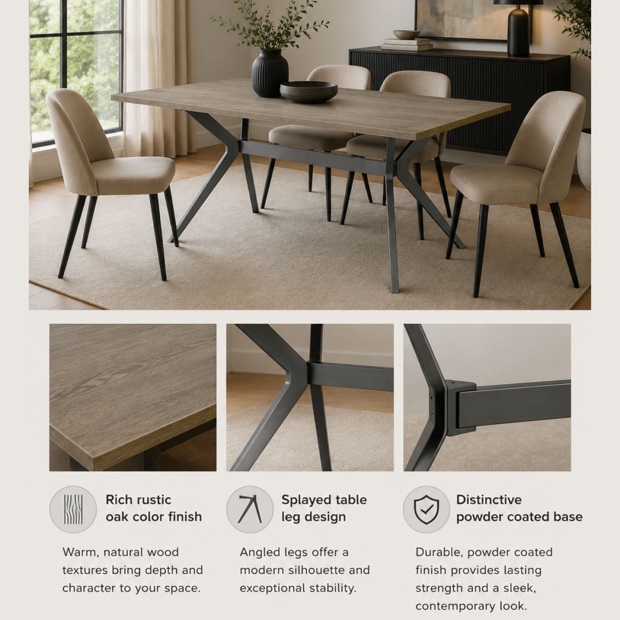 Rustic Oak Contemporary Dining Table | CastleUp Experience Centre Online Furniture