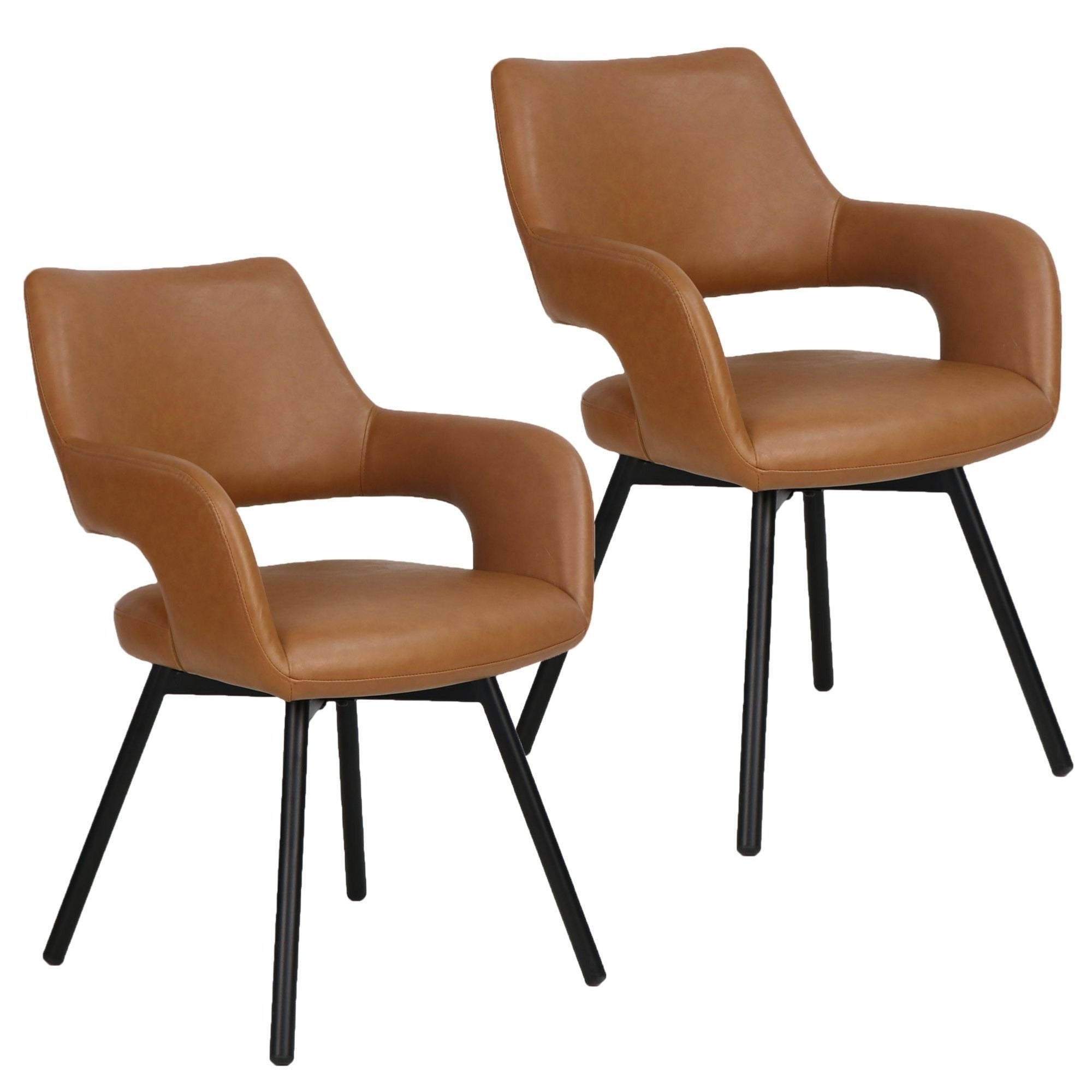 Chaise de salle à manger Caspian moderne du milieu du siècle, couleur sable (lot de 2)