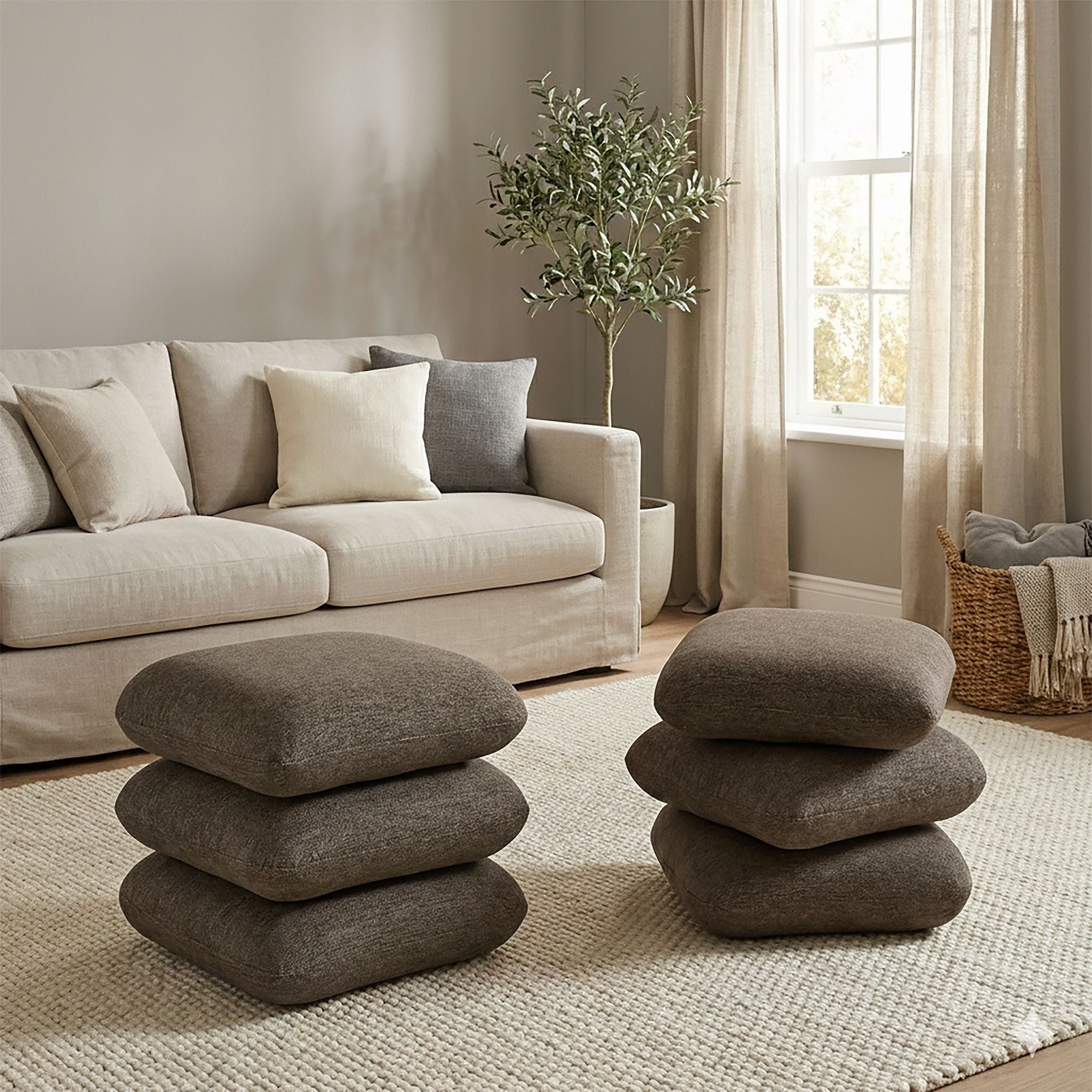 Rylee Square Ottoman in Brown