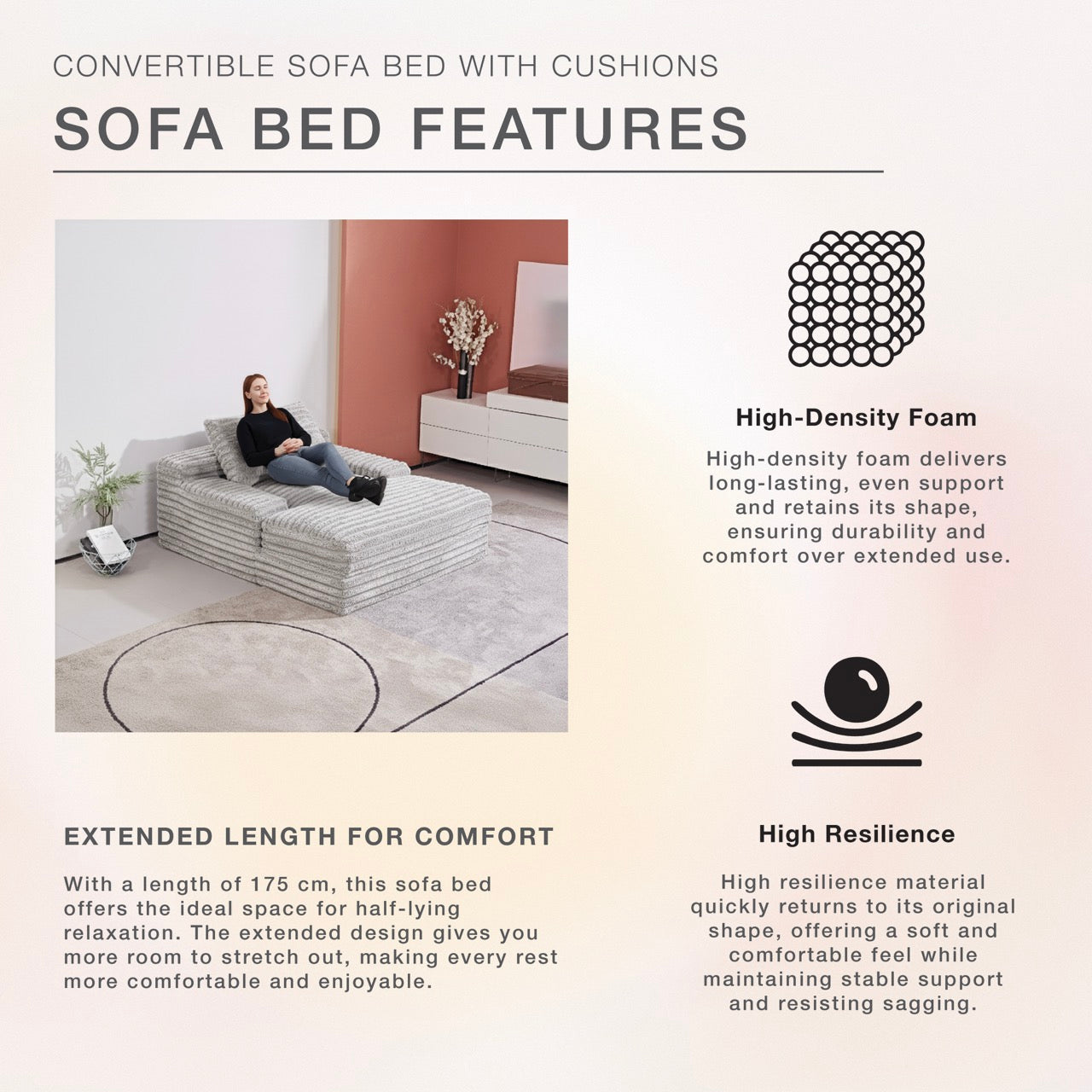 S612 Oversized Cozy Single Lounge Sofa in Light Grey