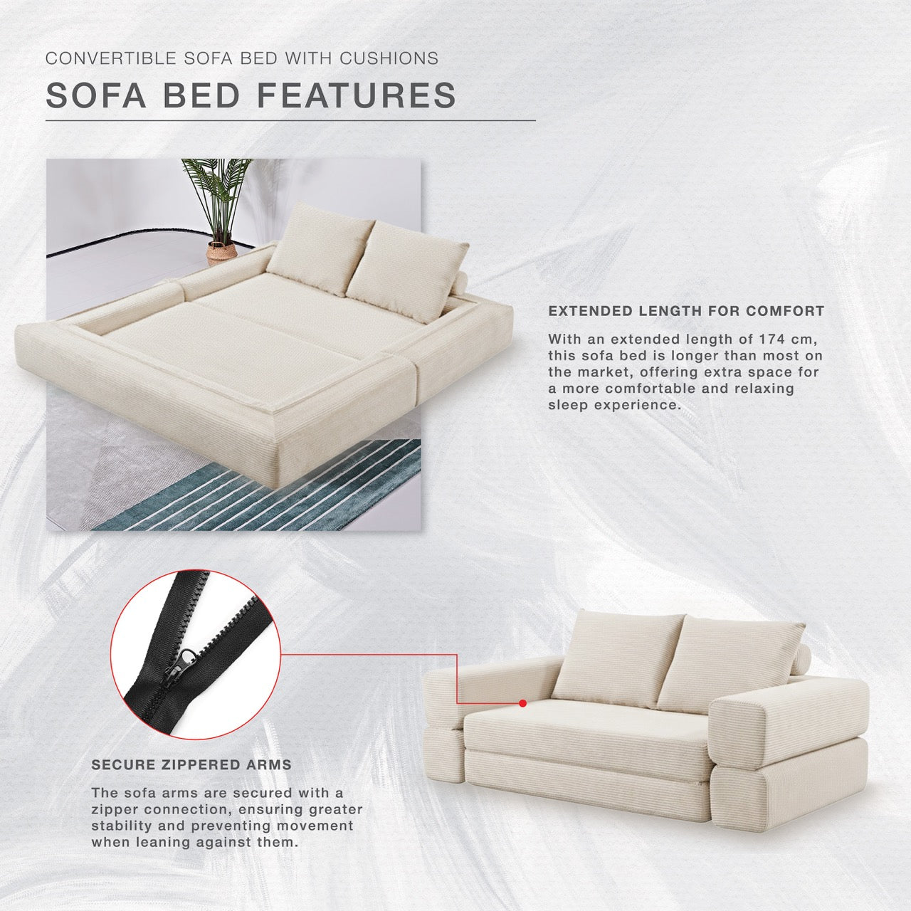 S613 Sofa Bed in Beige