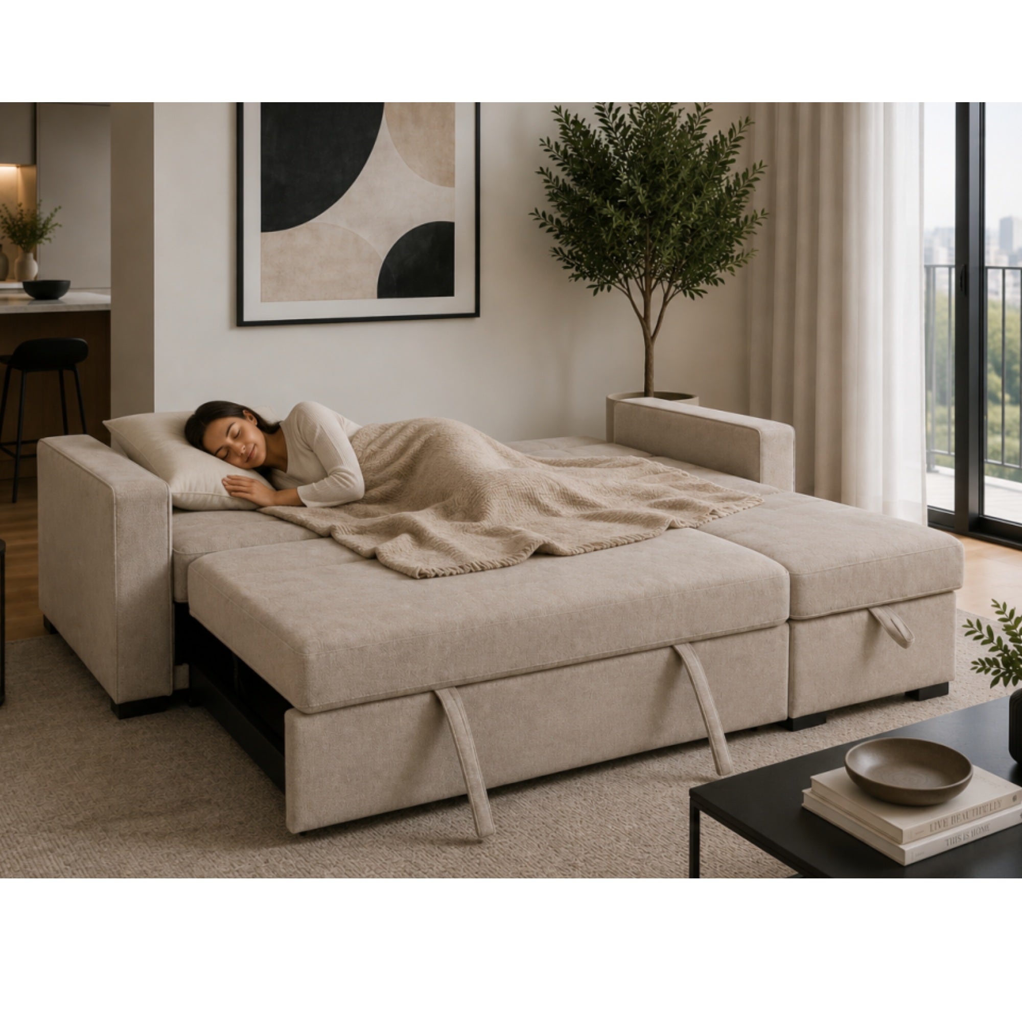 Reversible Chaise Sectional Sleeper with Storage