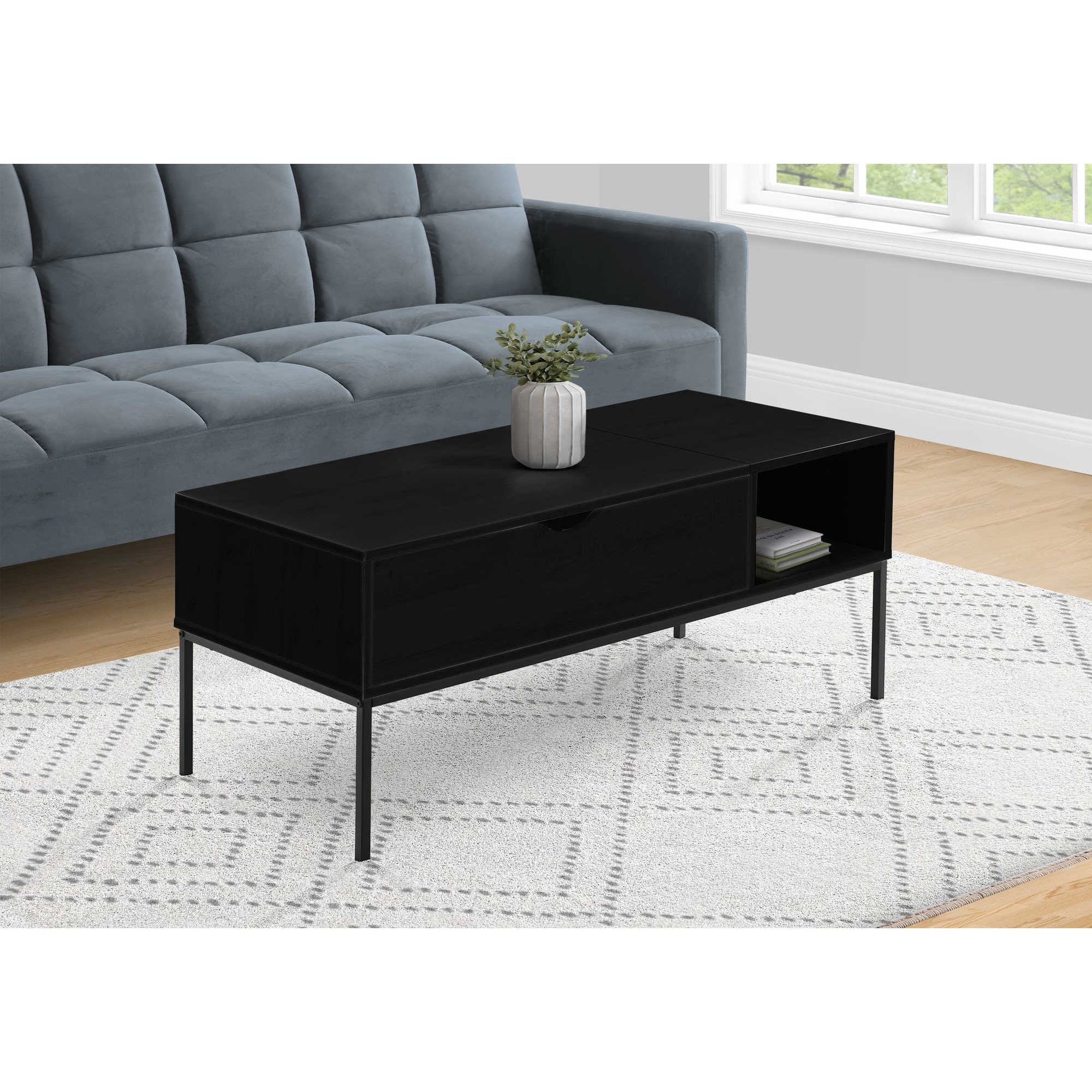 Black Sable coffee table by Monarch Specialties featuring a sleek, modern design with a smooth tabletop and sturdy legs.